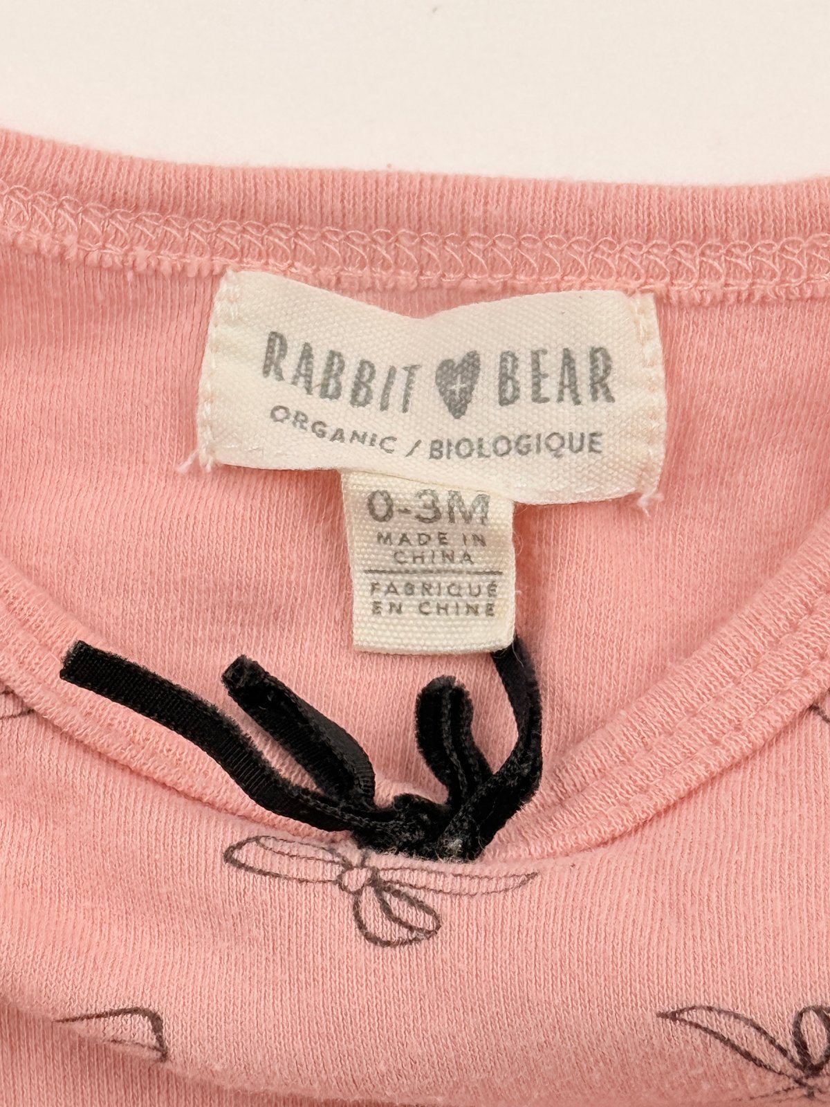 Rabbit + Bear Pink Bow Print Bodysuit 0-3M