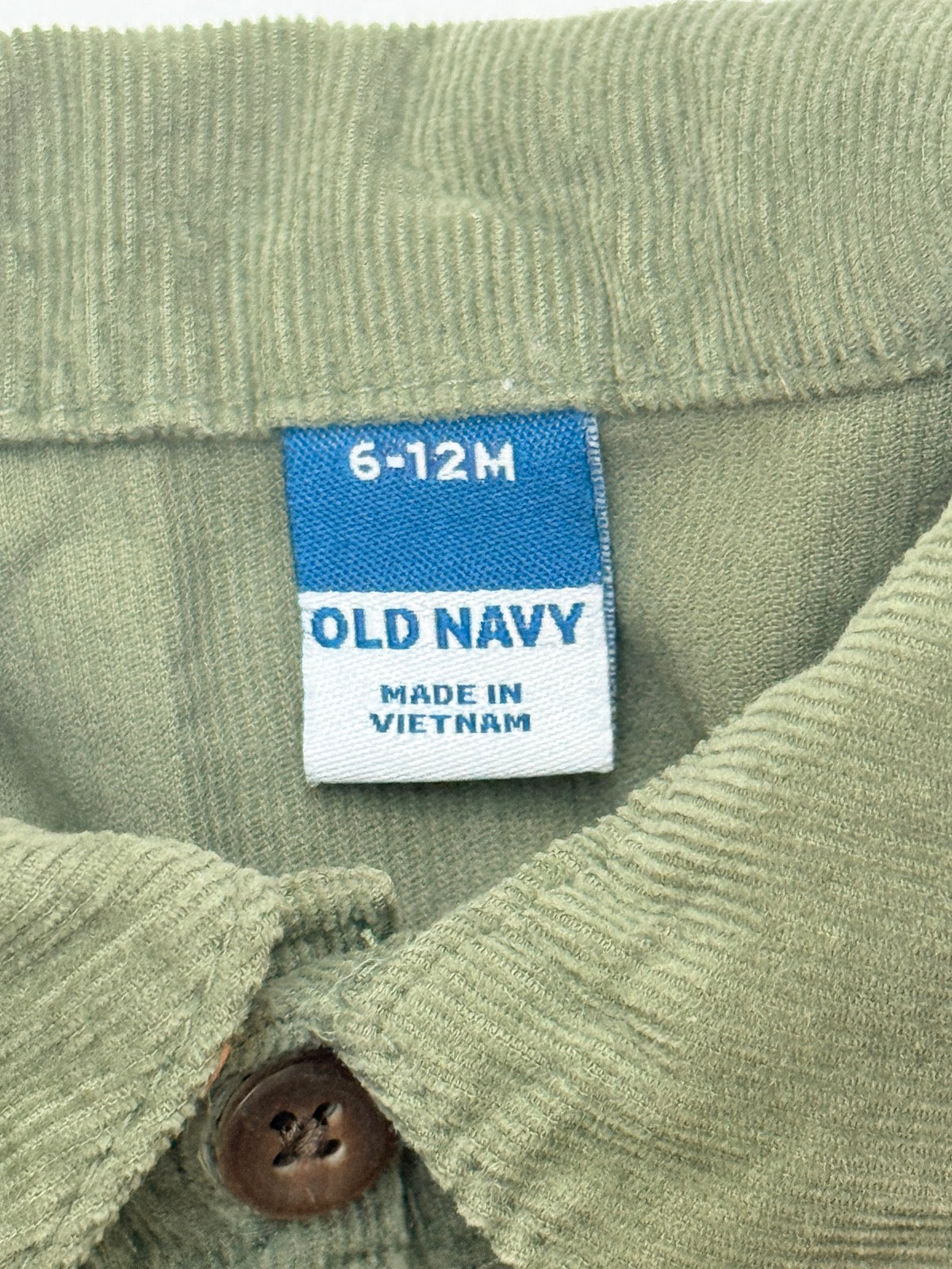 Old Navy Green Corduroy Romper 6-12M
