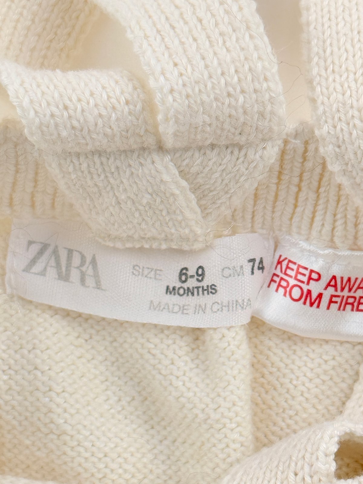 Zara Cream Knit Suspender Bloomers 6-9M