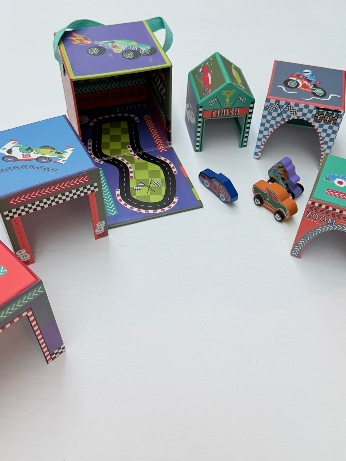 Fold-Out Race Car Garage Playset with Cars