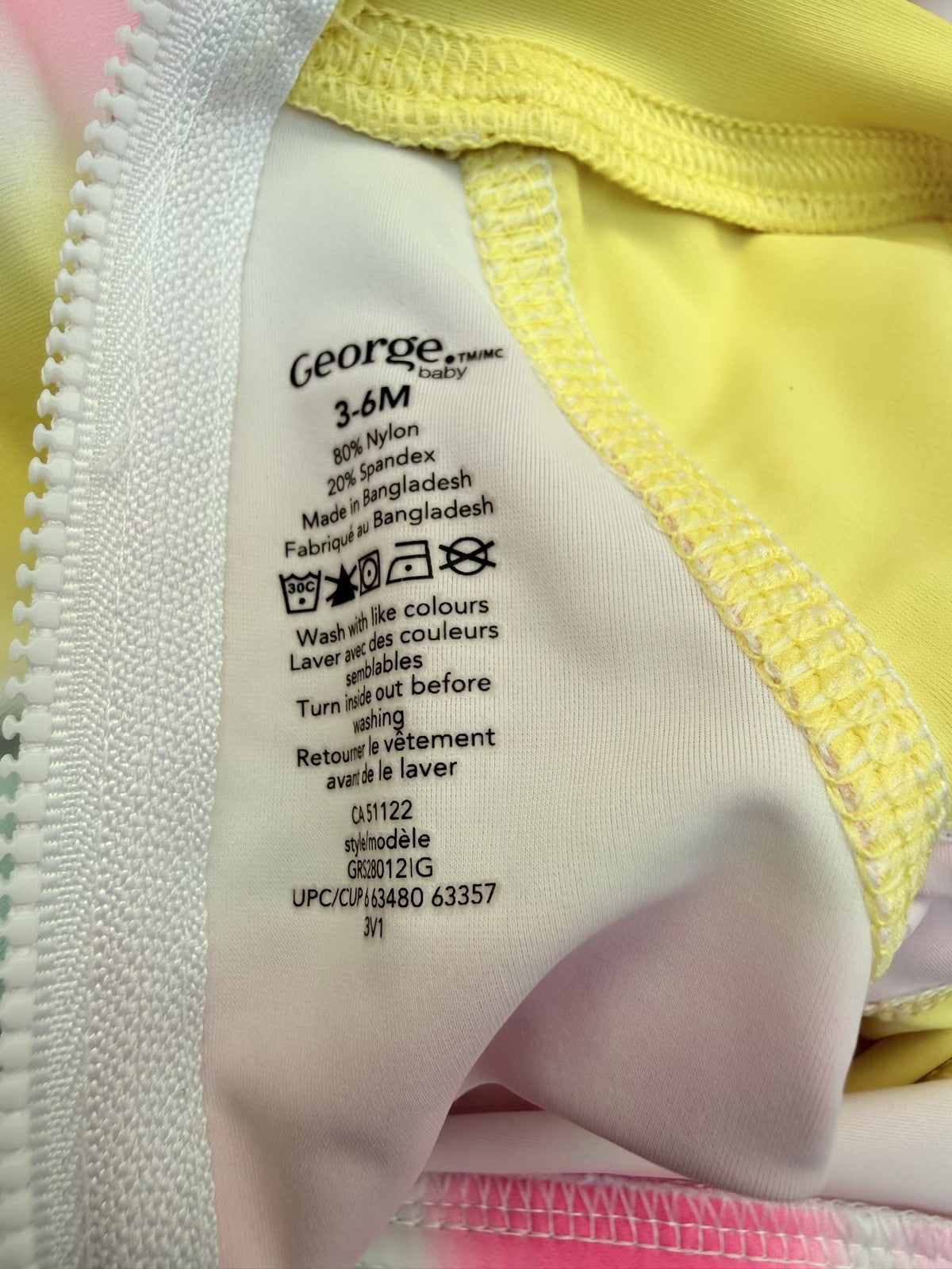 George Baby Rainbow Stripe Swimsuit 3-6M