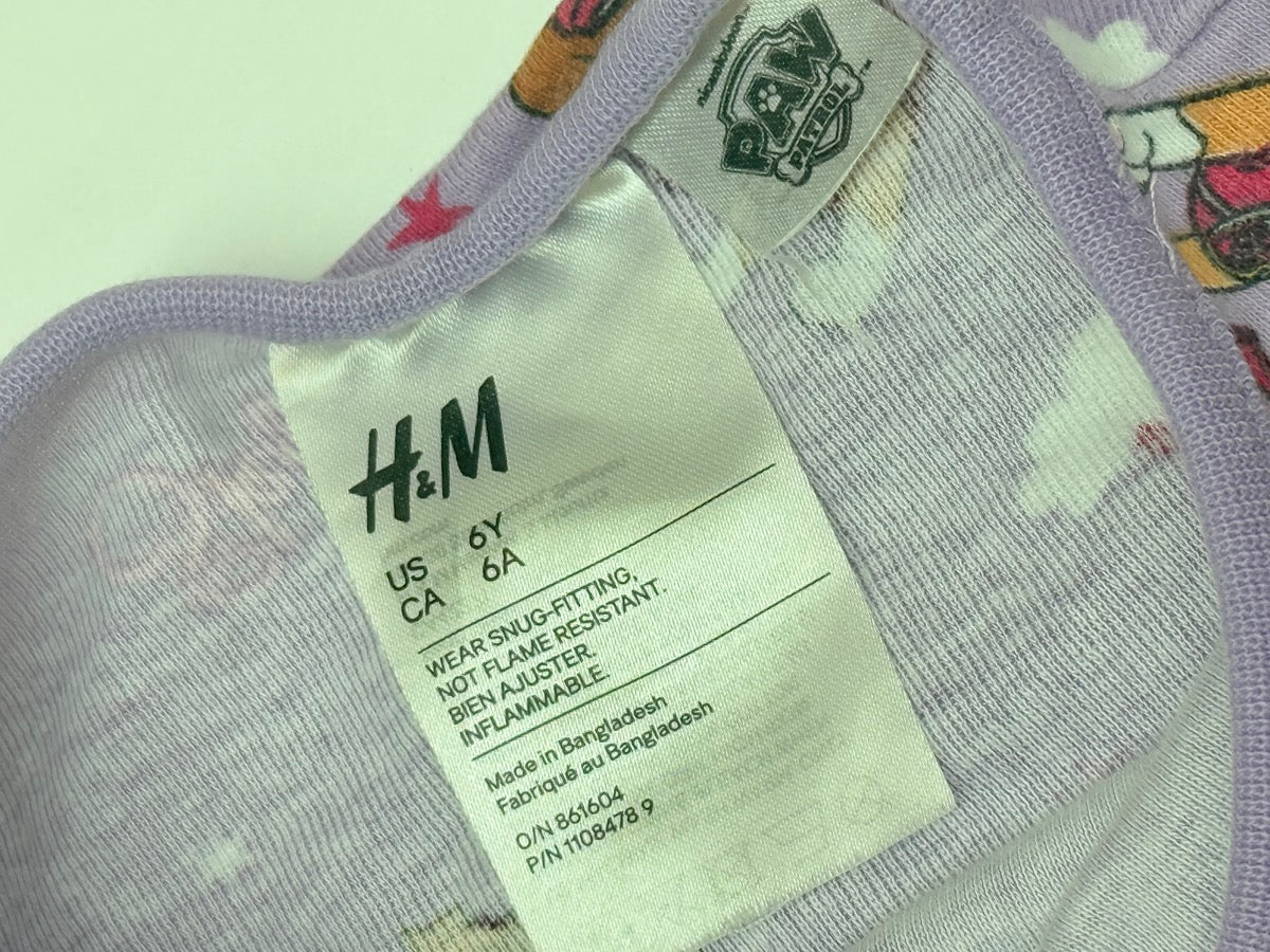 H&M PAW Patrol Skye Pajama Set Size 6Y