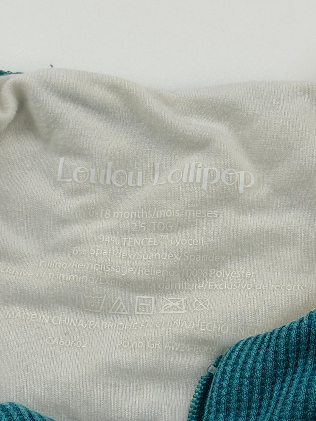 Loulou Lollipop Teal Waffle Sleep Sack 6-18M