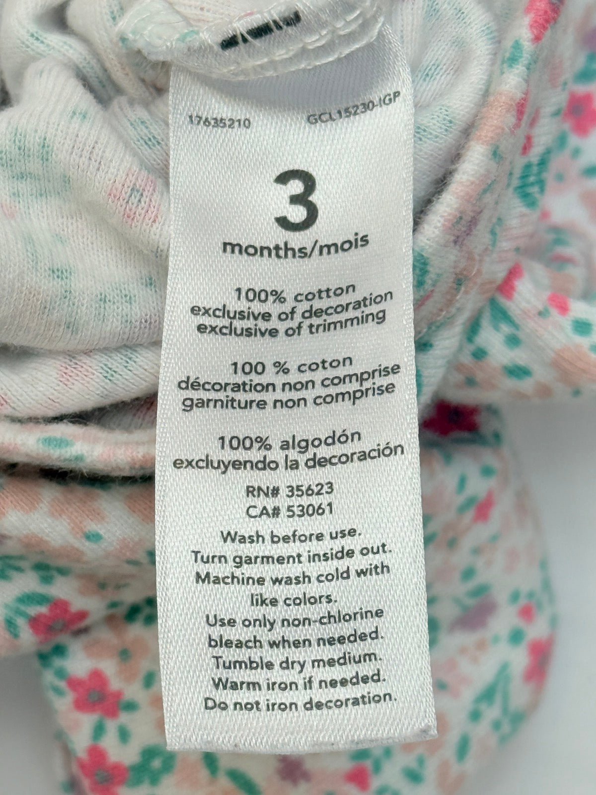 Carter's Floral Bodysuit Size 3M