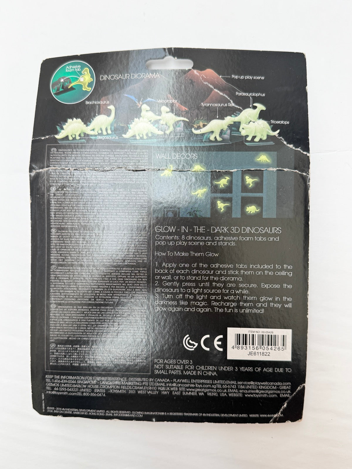 NWT - 4M Glow-in-the-Dark 3D Dinosaurs Toy Set