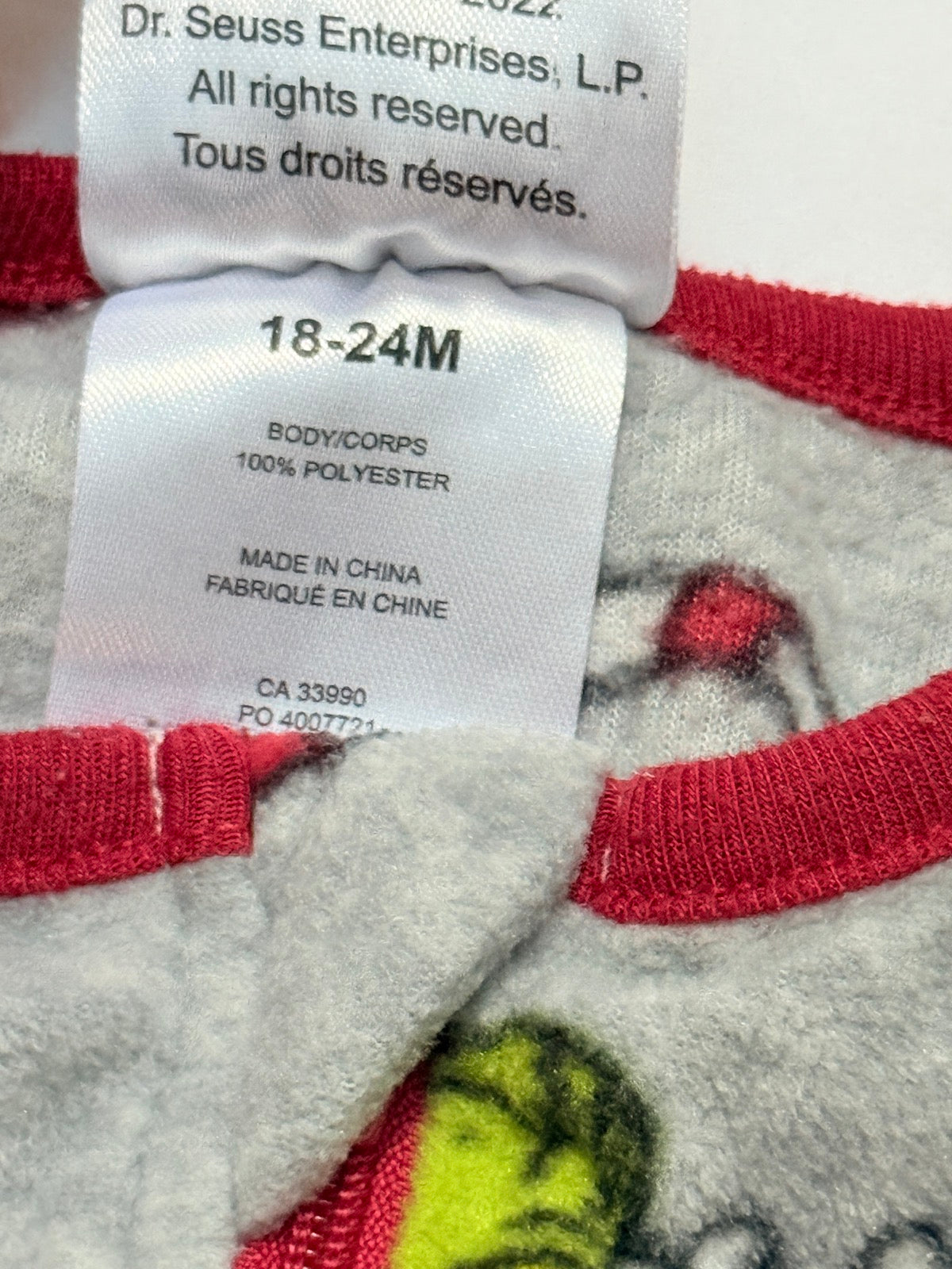 Dr. Seuss Grinch Fleece Sleeper 18-24M