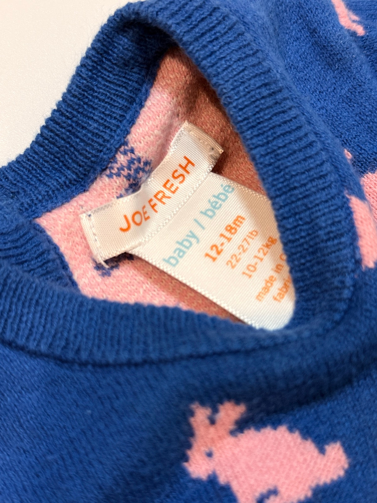 Joe Fresh Bunny Knit Sweater Dress 12-18m