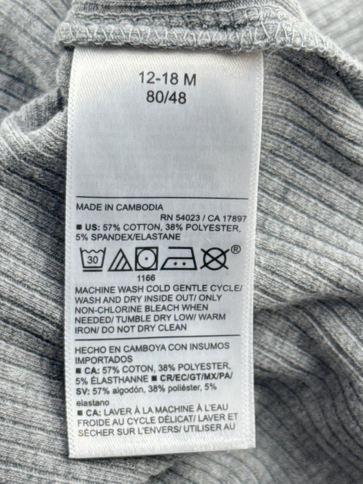 Old Navy Gray Ribbed Henley Bodysuit 12-18M