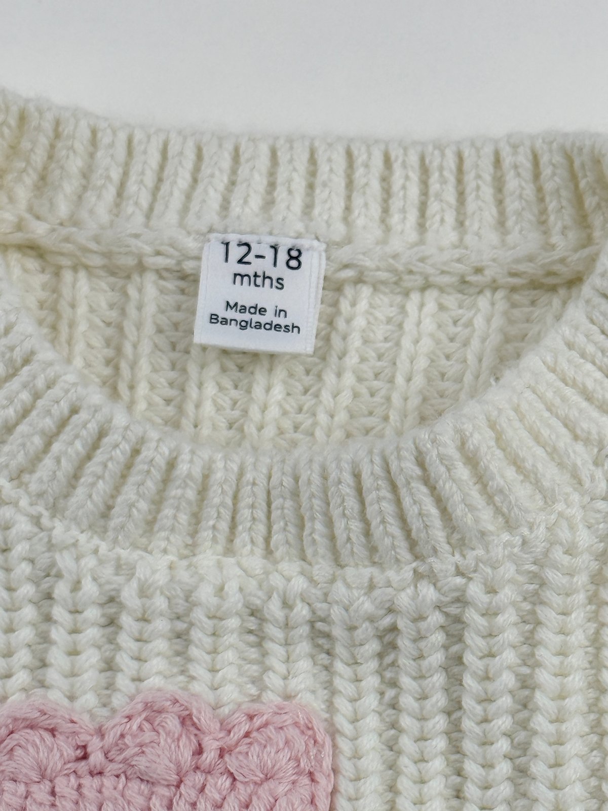 Cream Tulip Chunky Knit Sweater 12-18M