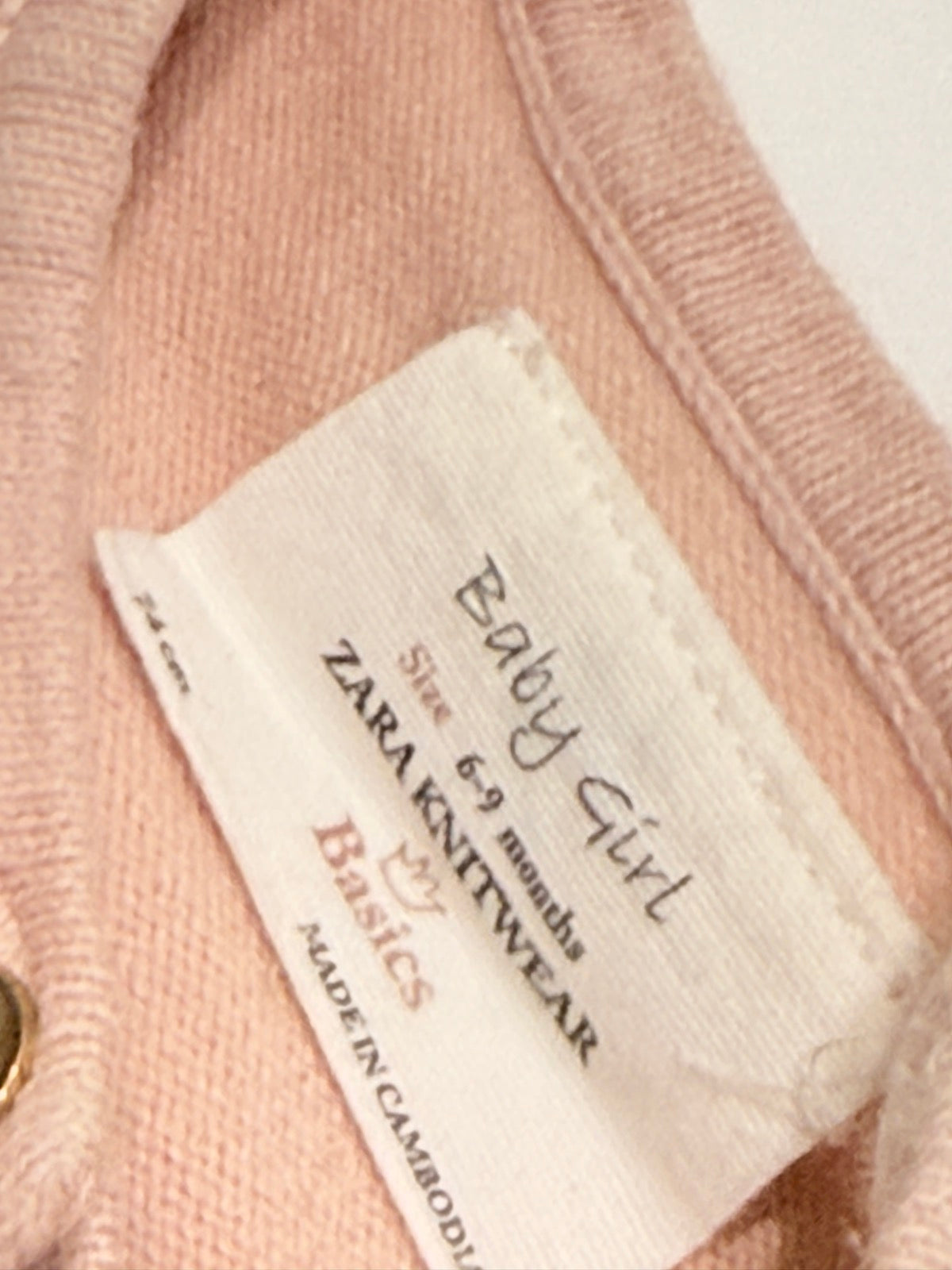 Zara Baby Girl Pink Knit Cardigan 6-9m