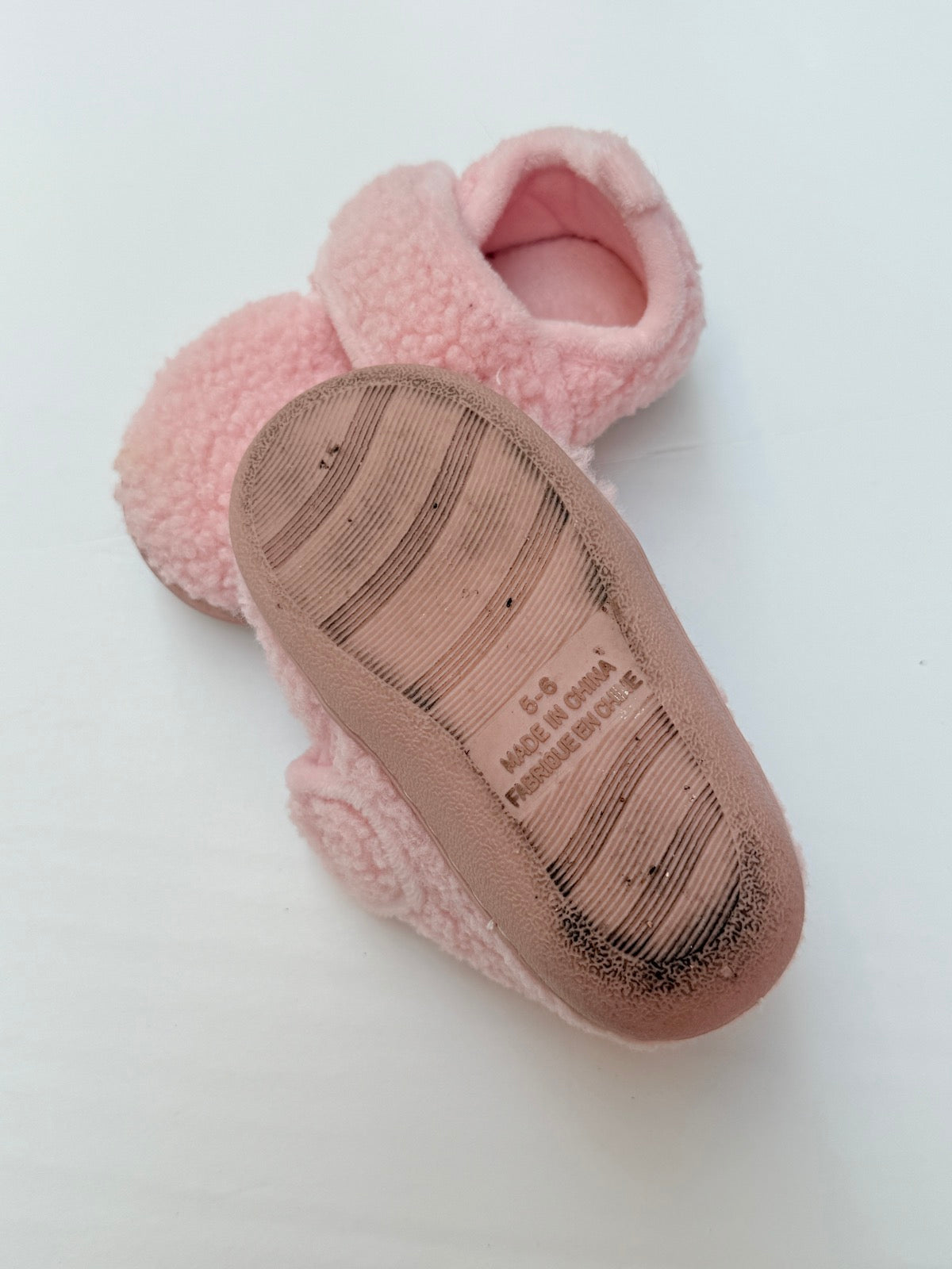 Pink Sherpa Bear Hat Booties Set 12-24m 5/6US Shoes