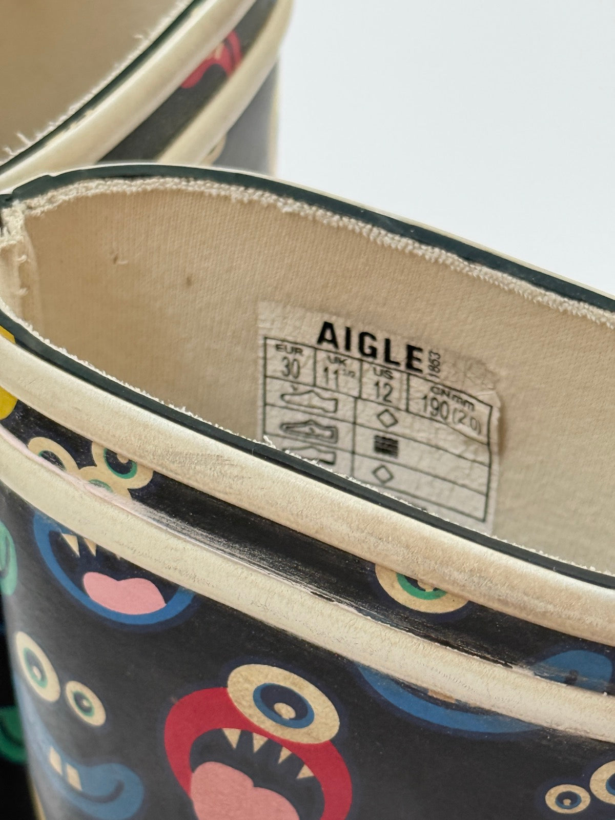 Aigle Monster Print Rain Boots Size 30