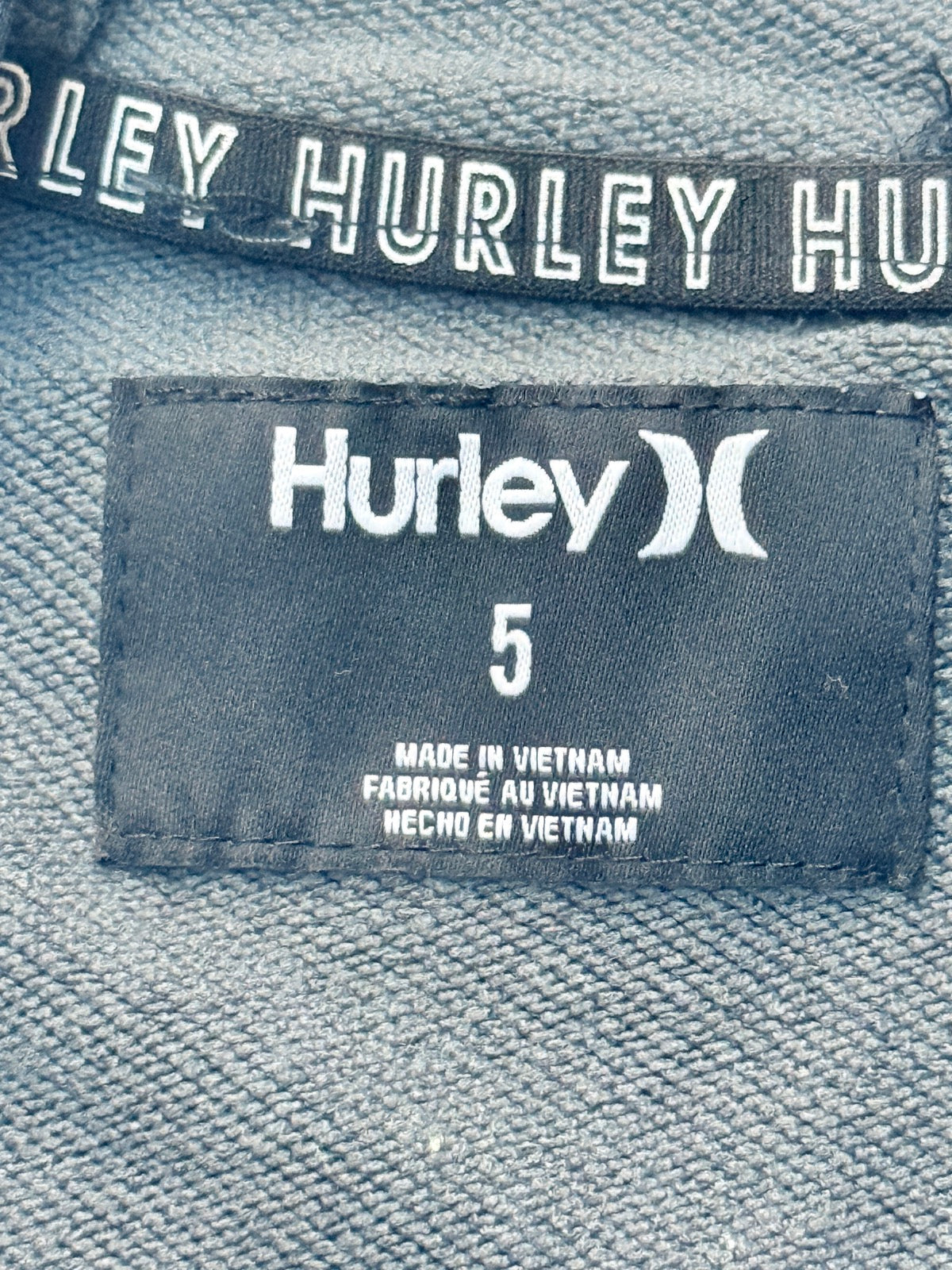 Hurley Blue Gray Colorblock Zip-Up Hoodie Size 5