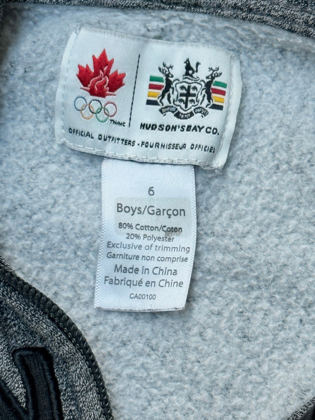 Hudson's Bay Co. Canada Olympic Gray Hoodie Size 6