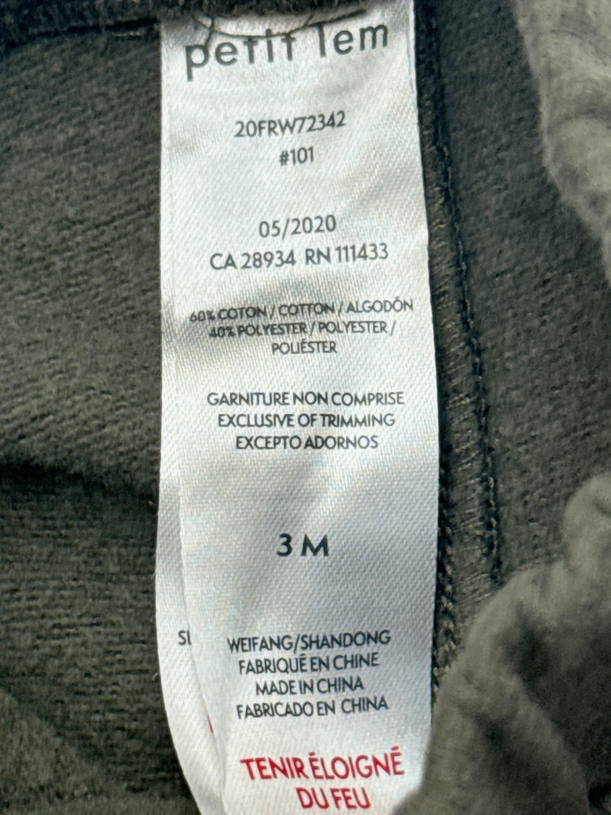 Petit Lem Olive Green Joggers 3M