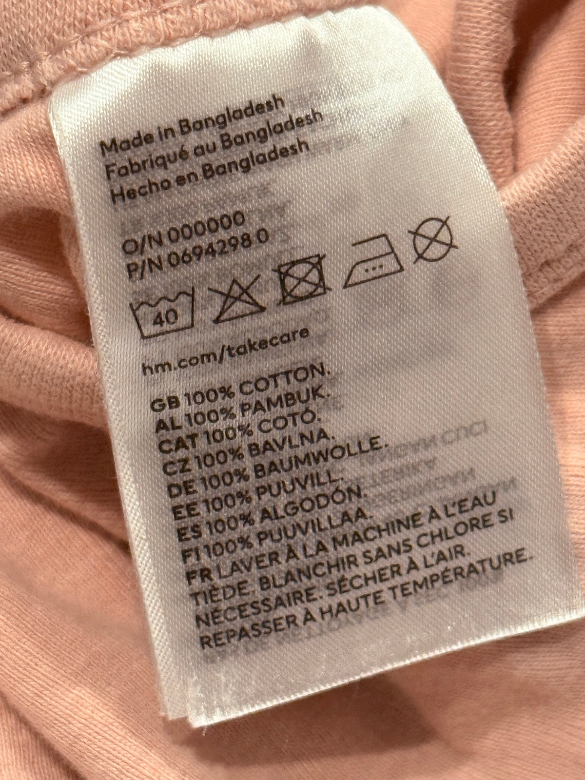 H&M Wrap Bodysuit Blush Pink 3M