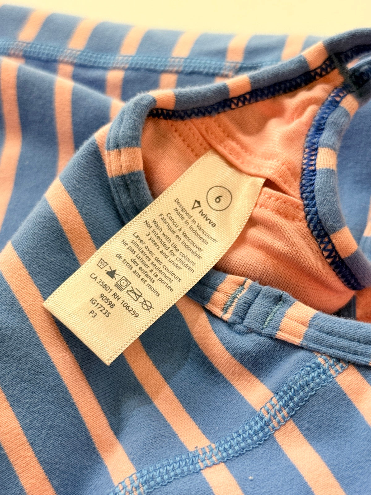 Ivivva Blue Pink Striped Tank Top Size 6