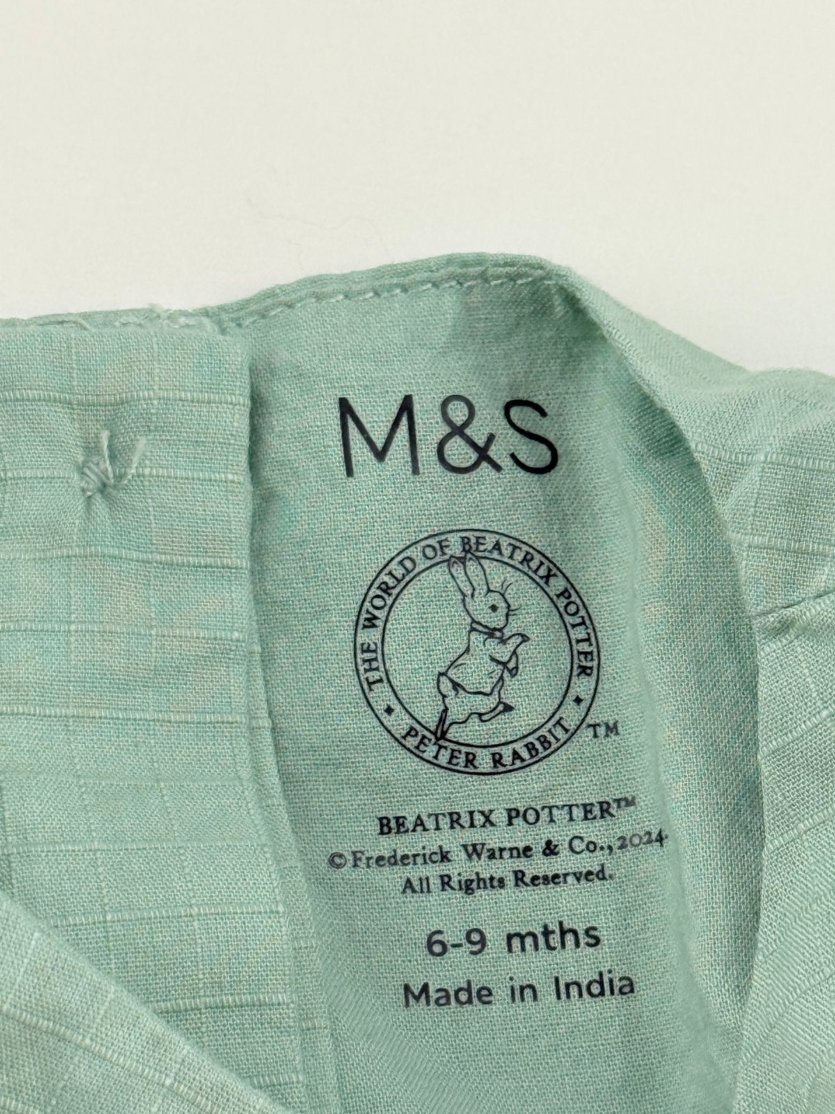 M&S Peter Rabbit Embroidered Green Dress 6-9M