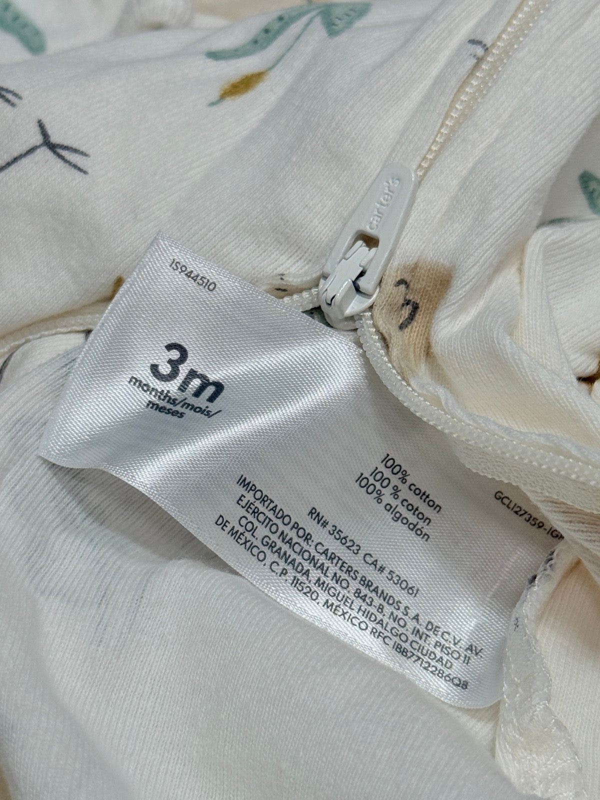 Carter's Bird Print Footed Sleeper 3m