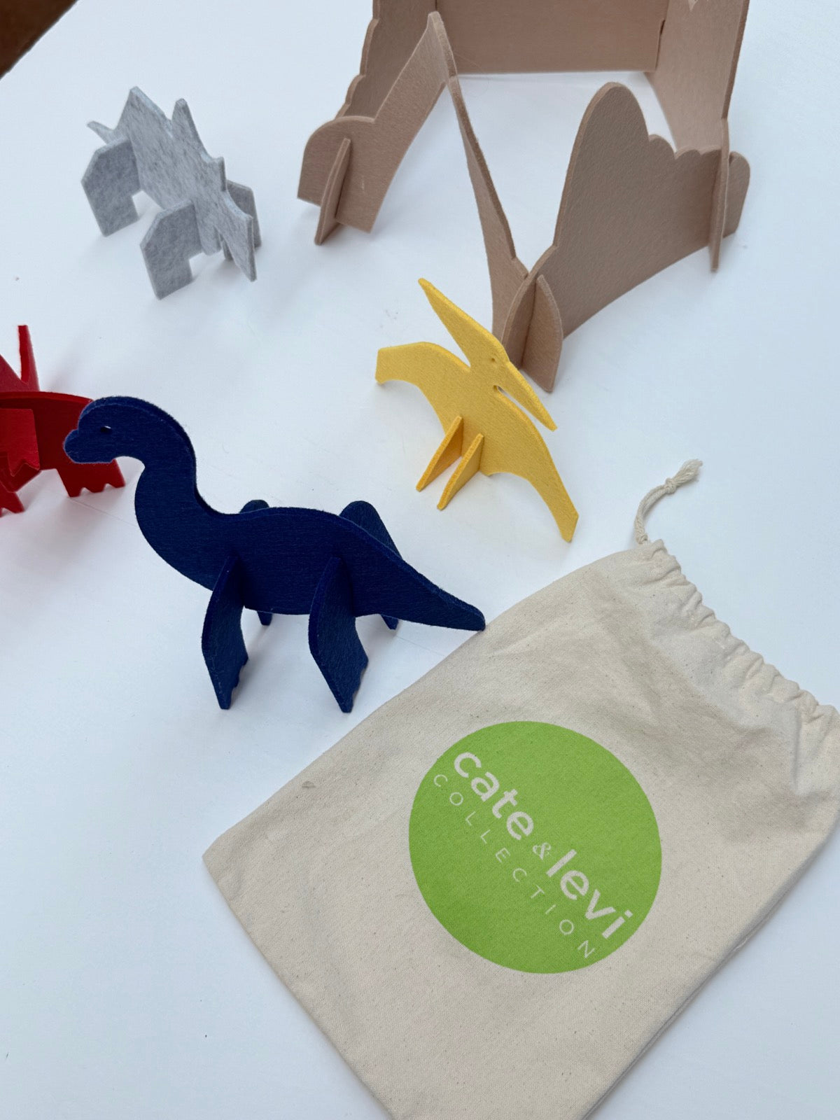 Cate & Levi Felt Dinosaur Playset with Cave