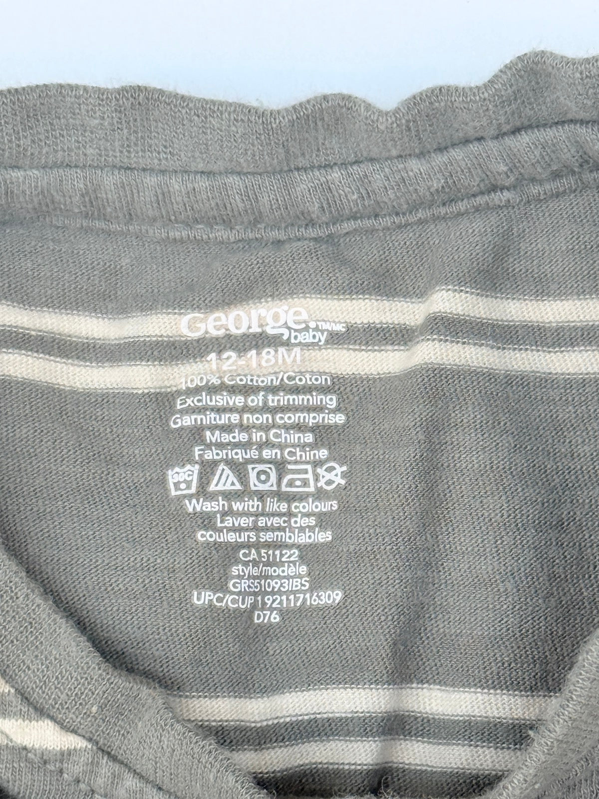 George Baby Striped Pocket Bodysuit 12-18M