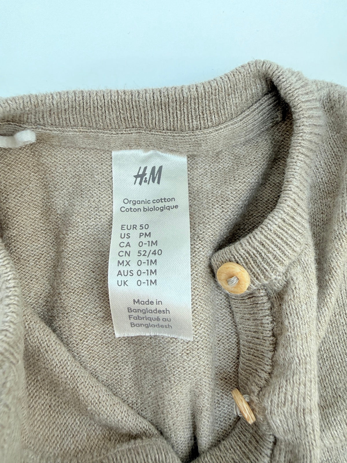 H&M Organic Cotton Cardigan Pants Set NB