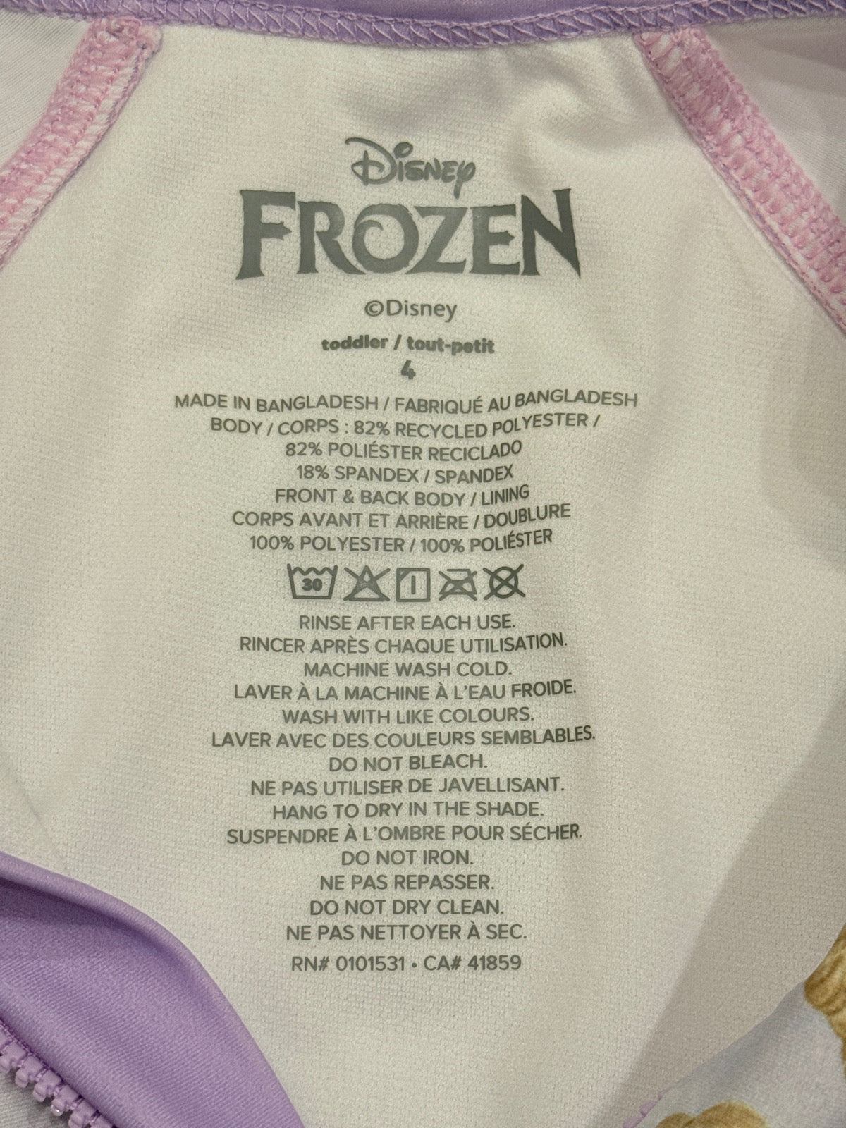 Disney Frozen Elsa Long Sleeve Swimsuit 4T