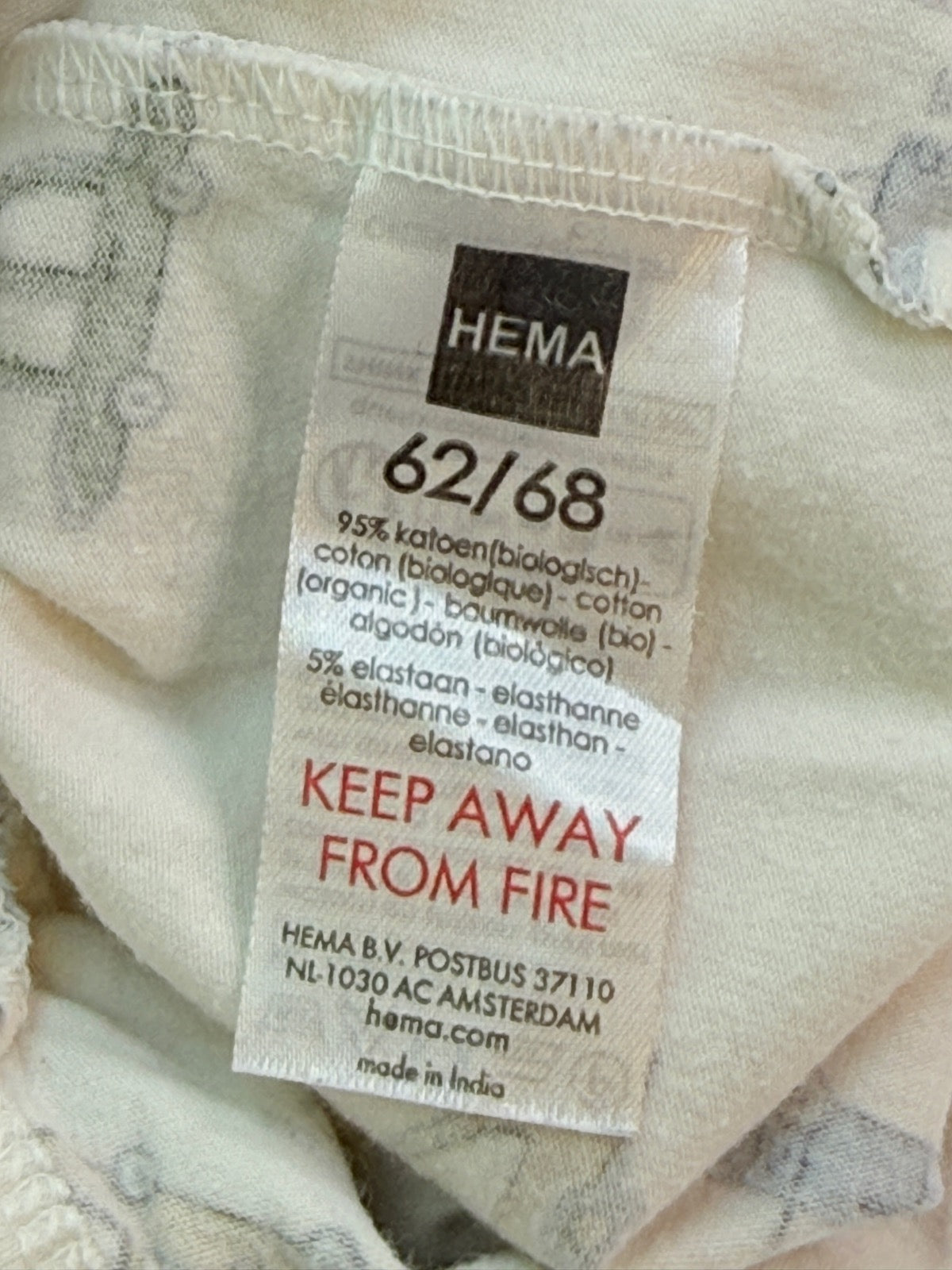 HEMA Vehicles Long Sleeve Baby Bodysuit 62 68