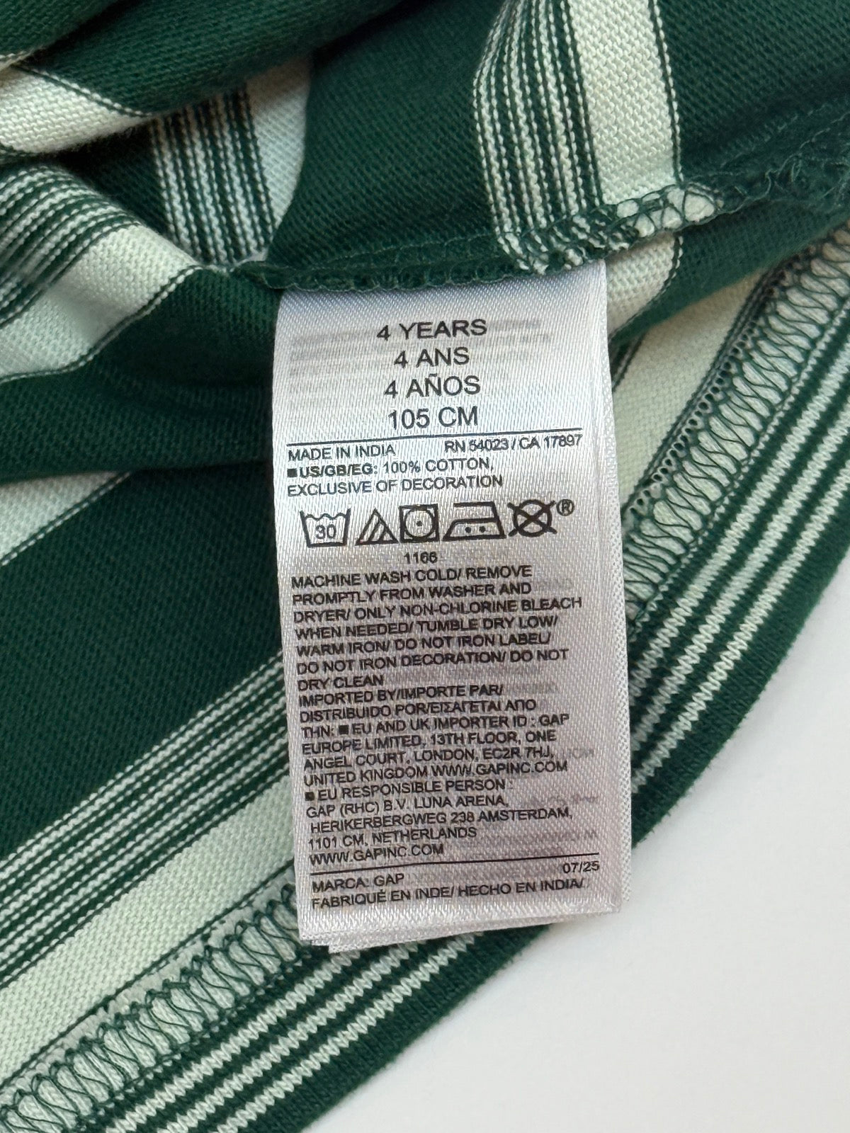 Baby Gap Green Stripe T-Shirt 4T