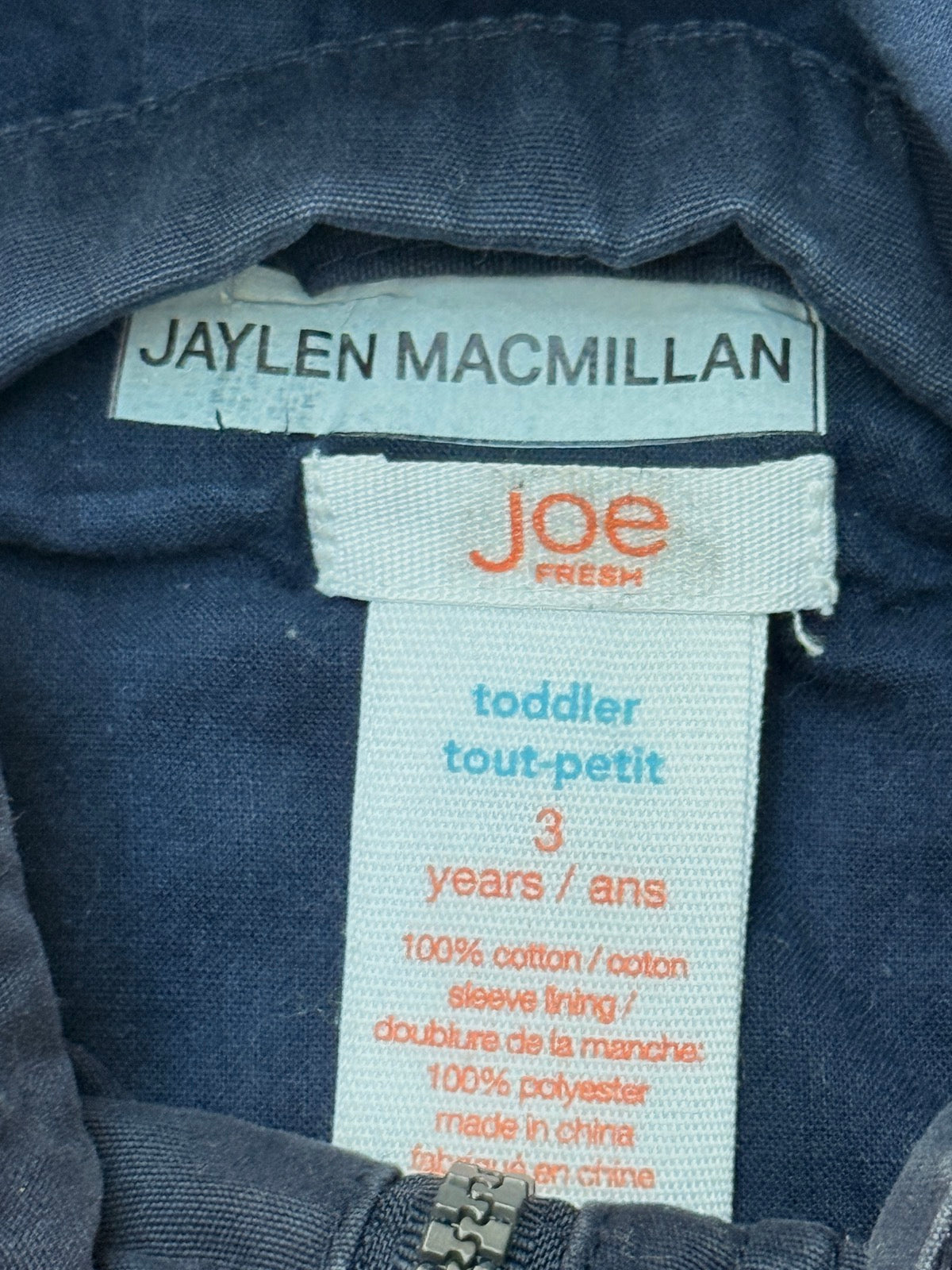 Joe Fresh Navy Toggle Hooded Jacket 3T