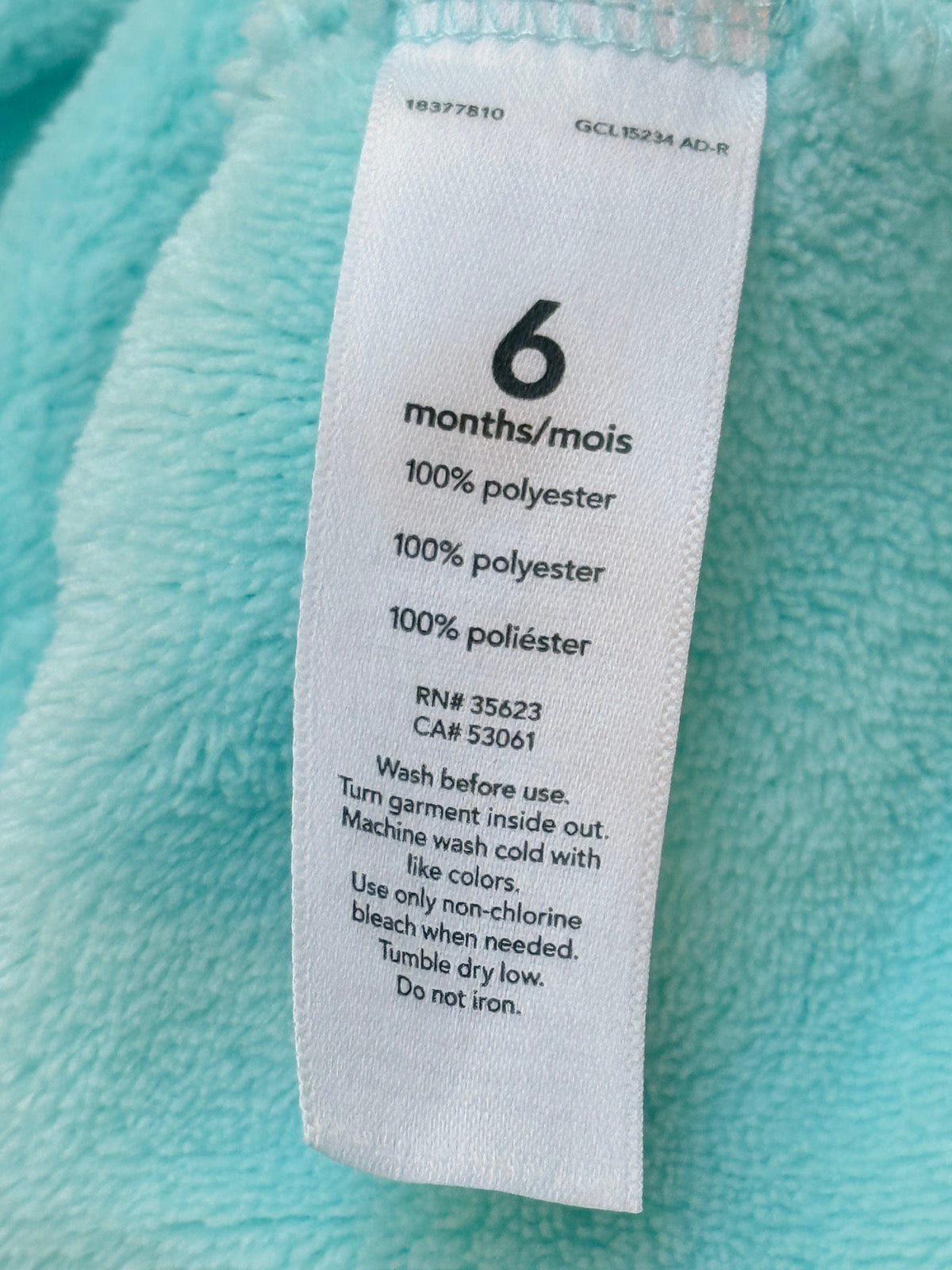 Carter's Mint Fleece Bear Hoodie 6M
