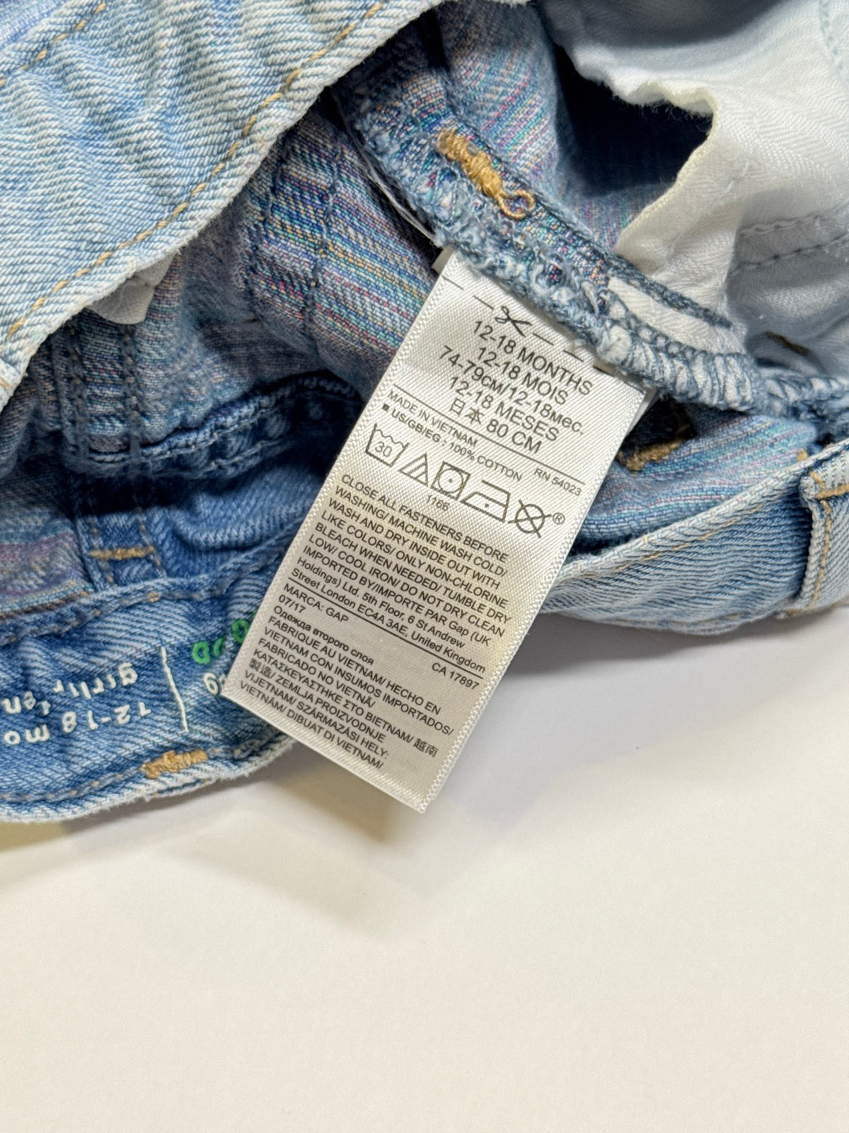 Baby Gap Colourful Thread Distressed Light Wash Jeans 12-18m