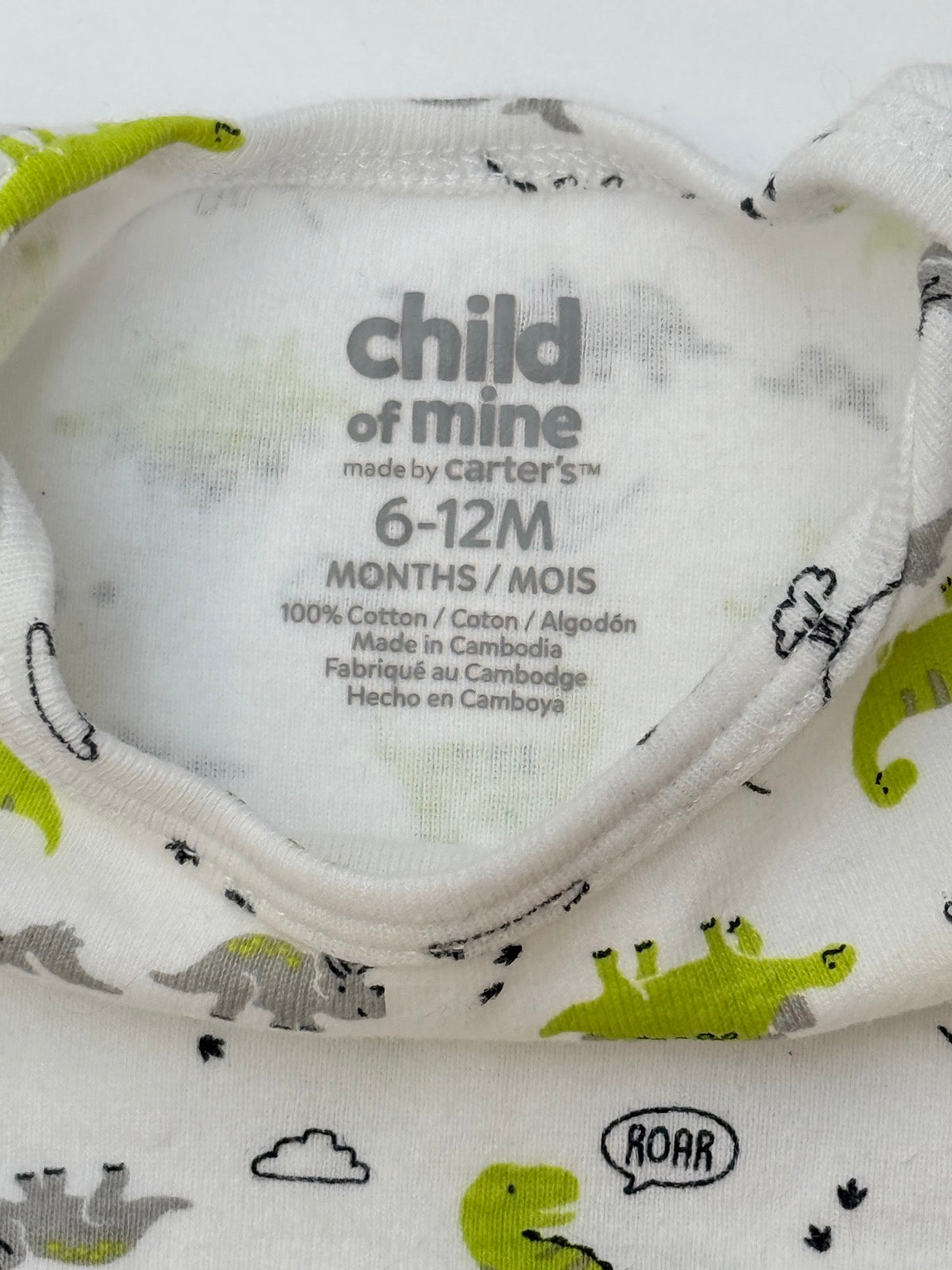 Child of Mine Carter's Dinosaur Bodysuit 6-12M