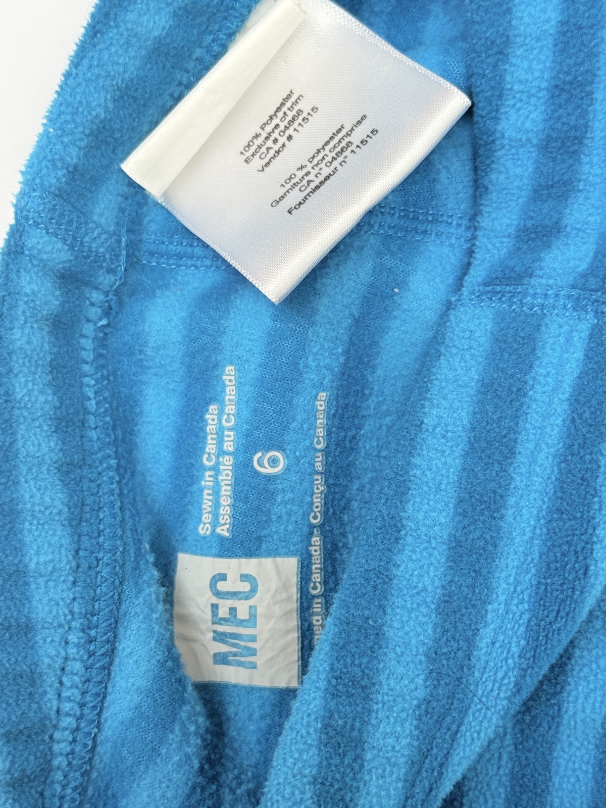 MEC Blue Striped Fleece Pants 6Y