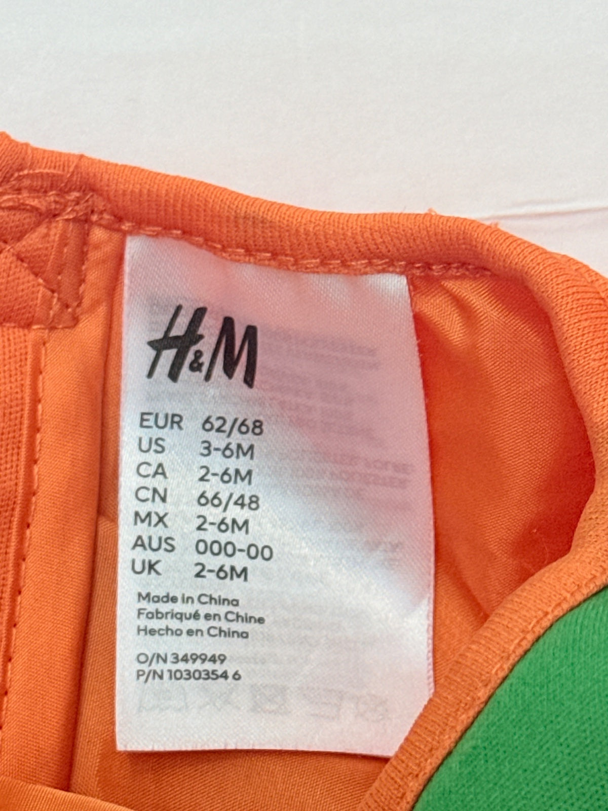 H&M Pumpkin Halloween Costume Vest Size 2-6M