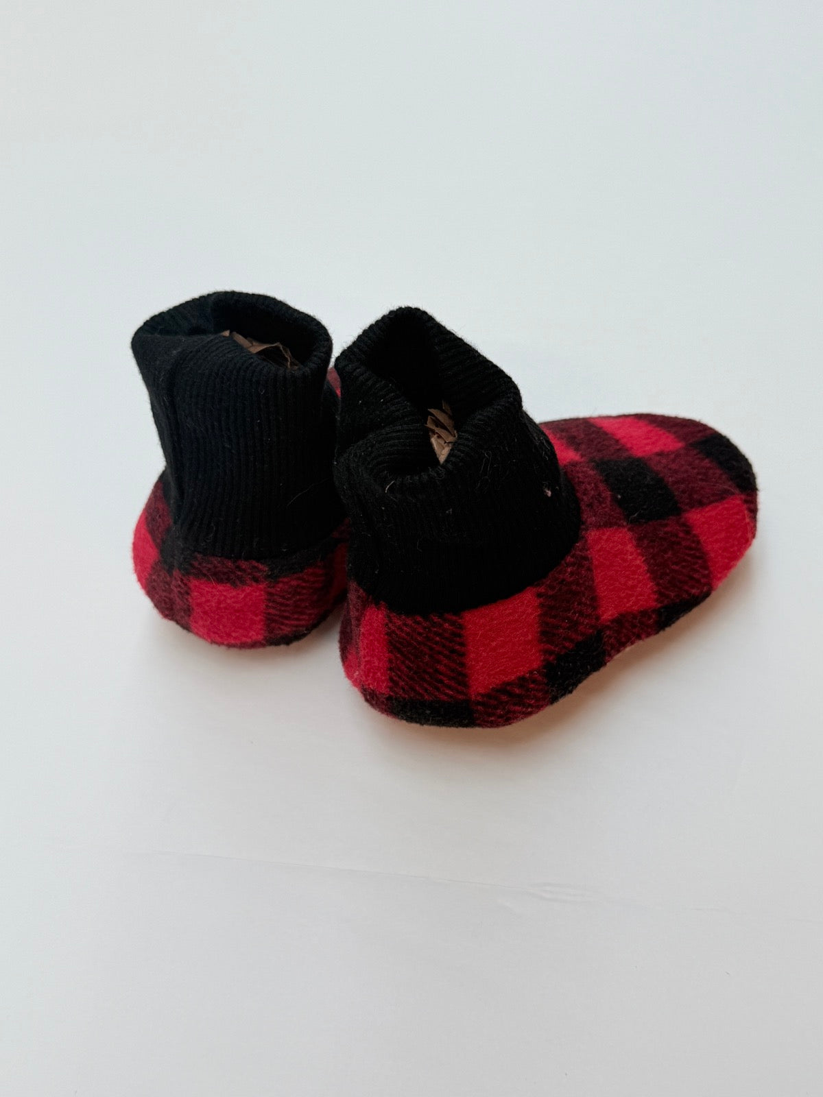 Buffalo Plaid Baby Moccasin Slippers 4/5US