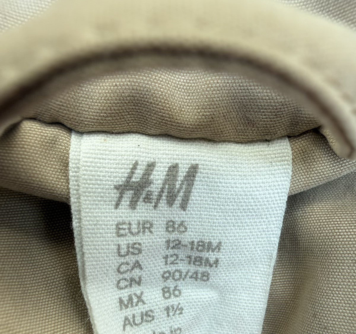H&M Beige Hooded Parka Jacket 12-18M