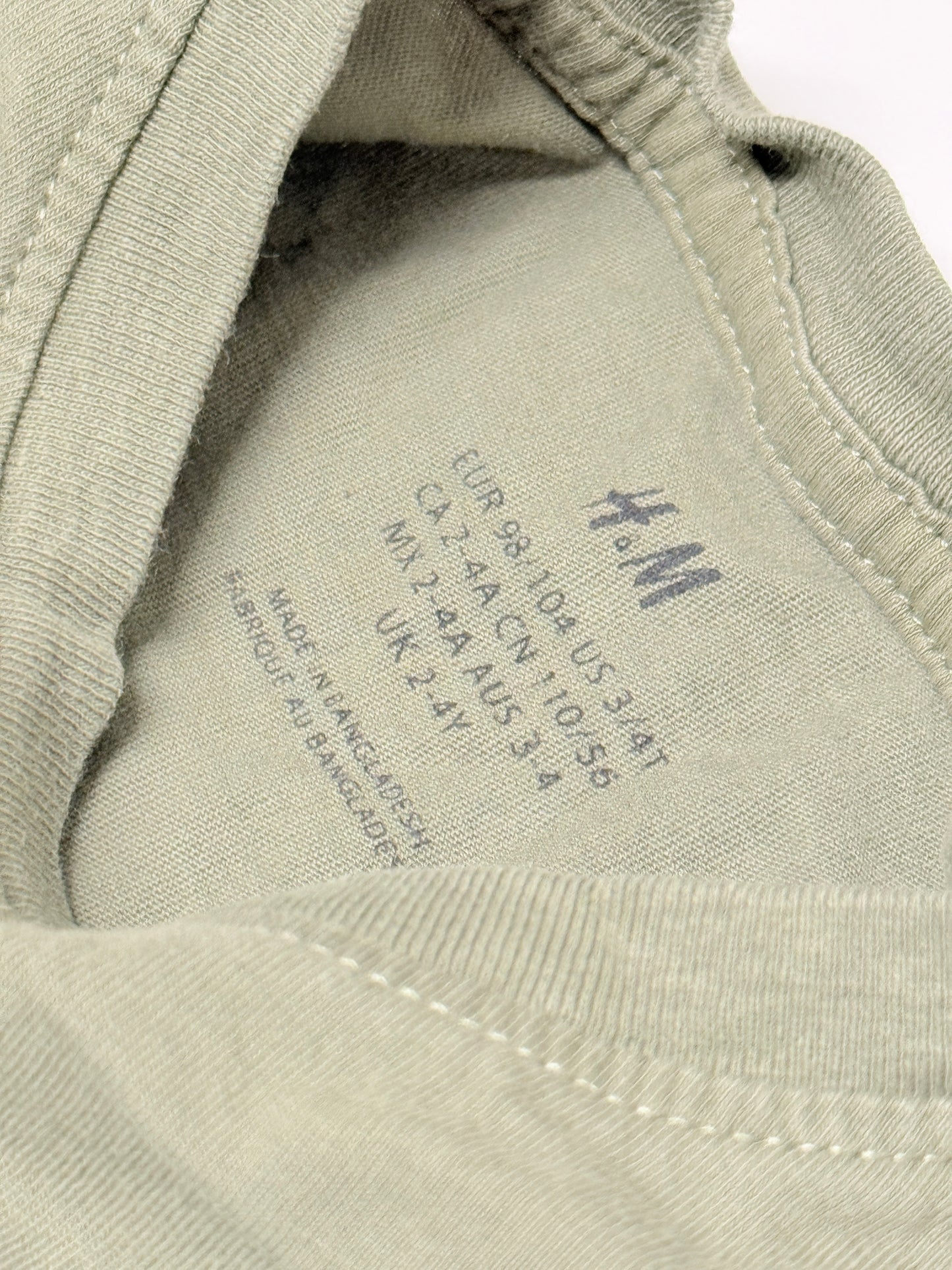 H&M Toddler Long Sleeve Basic Tee | Sage Green | Size 2–4Y