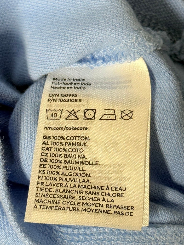 H&M Kids Light Blue Polo Shirt with Palm Tree Patch, Size 4–6Y