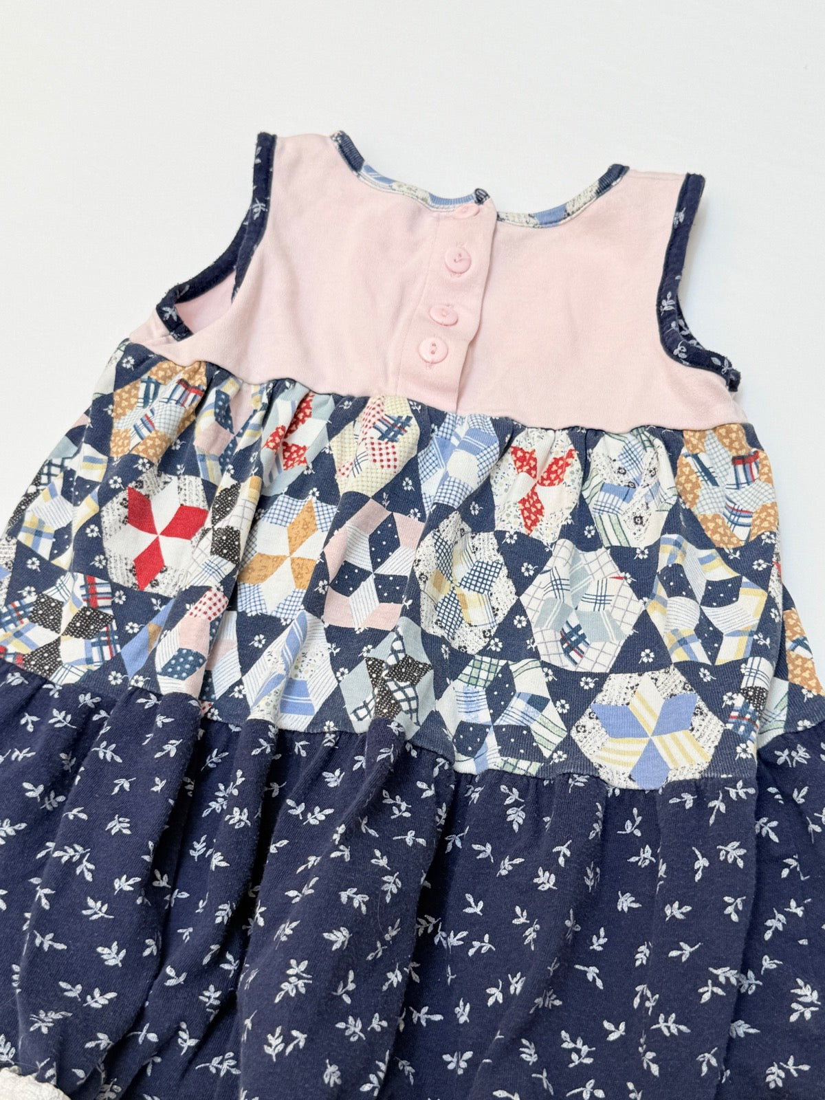 Quilt Patchwork Print Tiered Dress