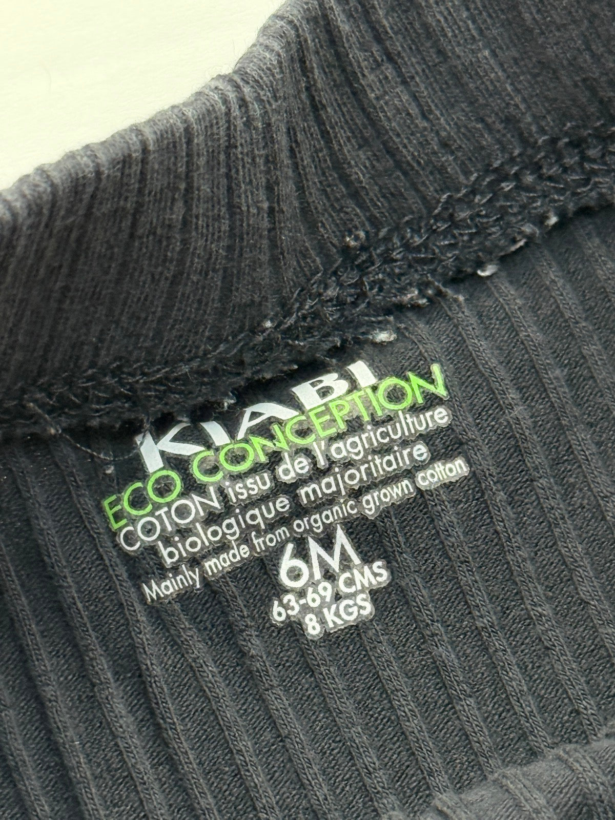 Kiabi Black Ribbed Baby Pants 6M
