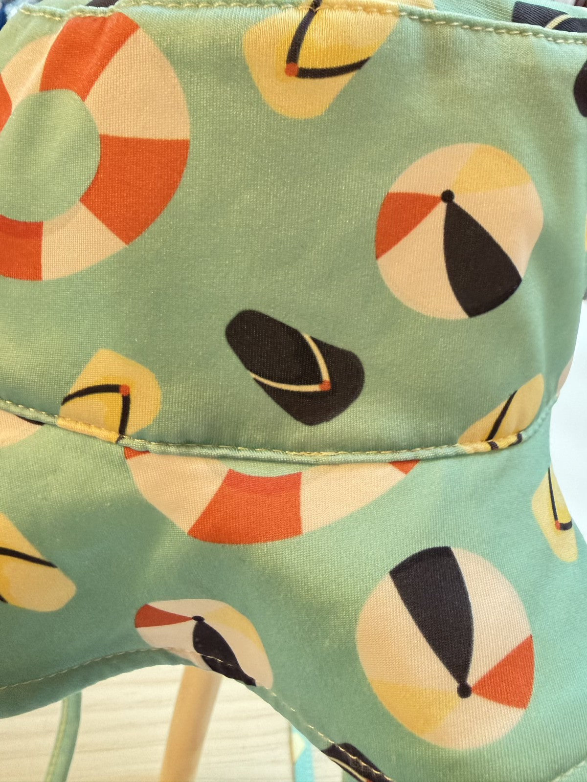 Sun Hat Beach Print with Chin Strap