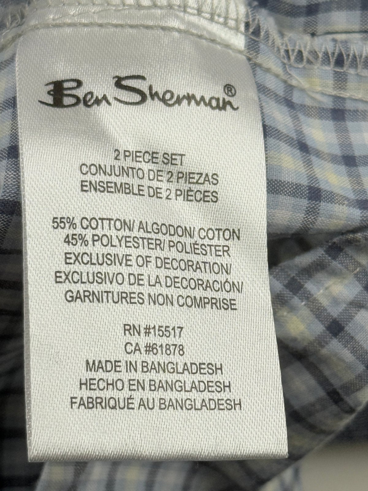 Ben Sherman Plaid Shirt and Khaki Pants Set 12m