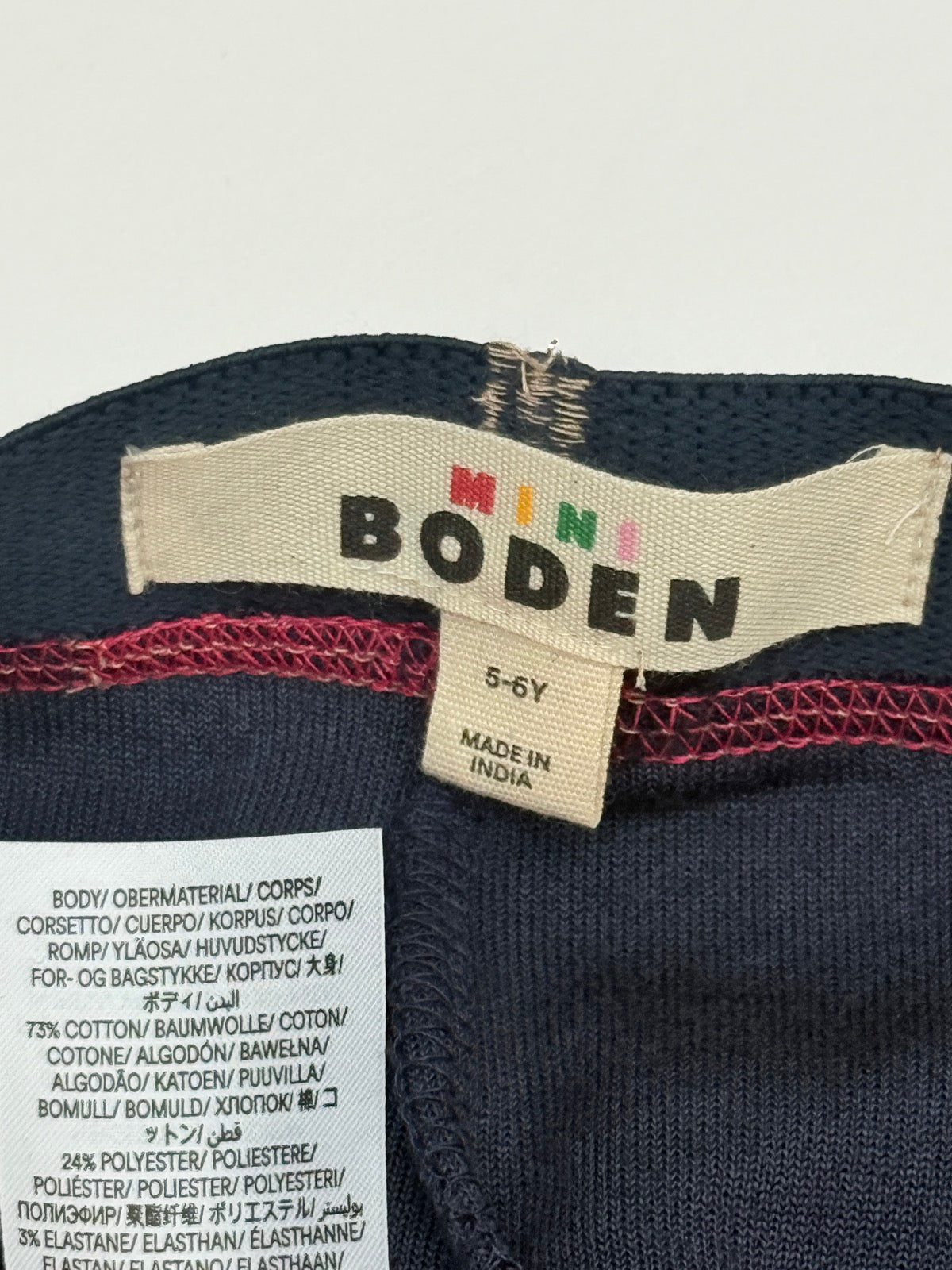 Mini Boden Navy Velvet Gold Waist Leggings 5-6Y