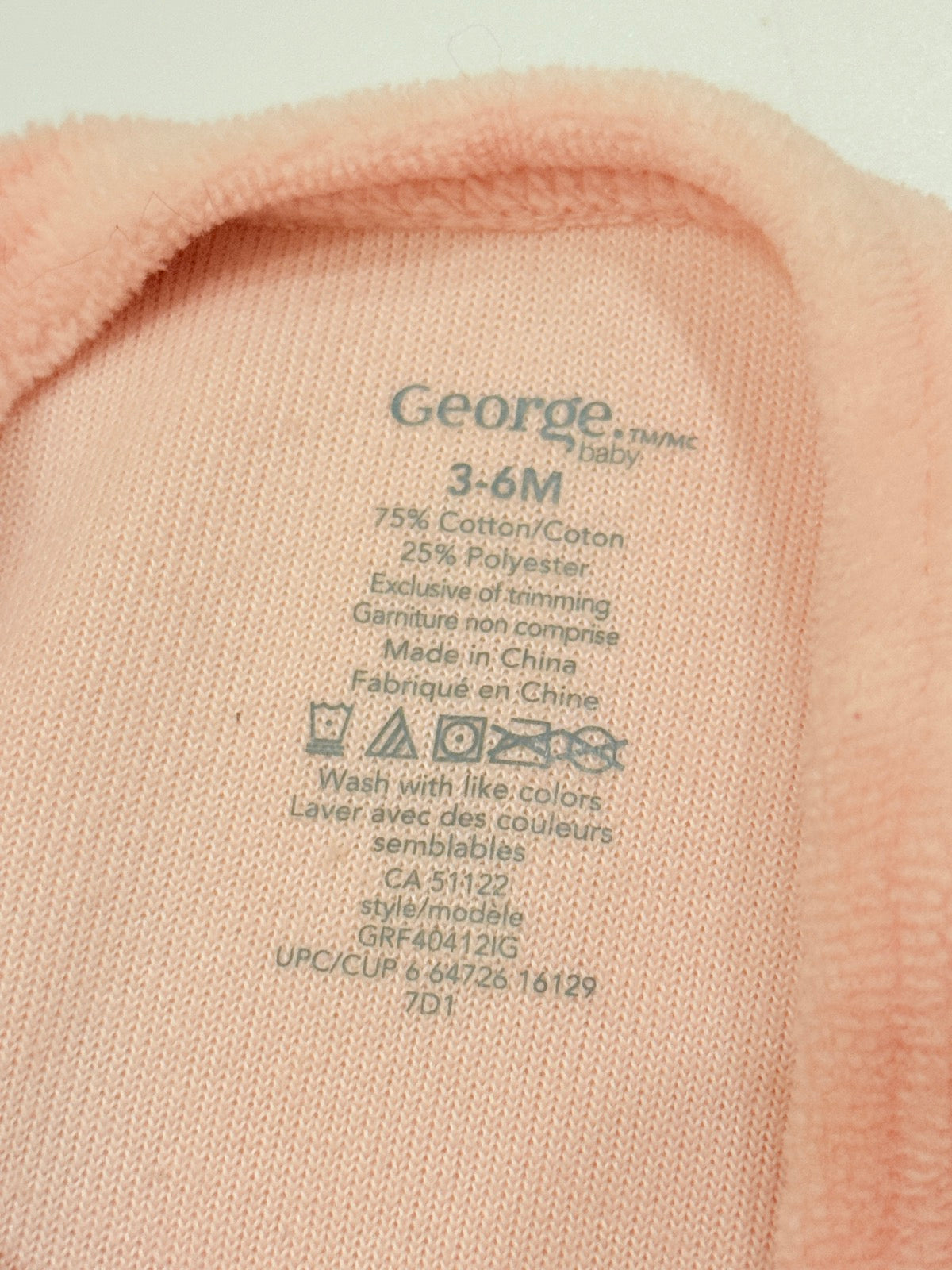 George Baby Pink Hedgehog Sleeper 3-6M