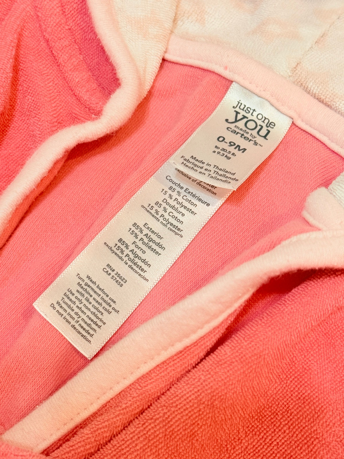 Carter's Pink Pig Hooded Baby Robe 0-9M