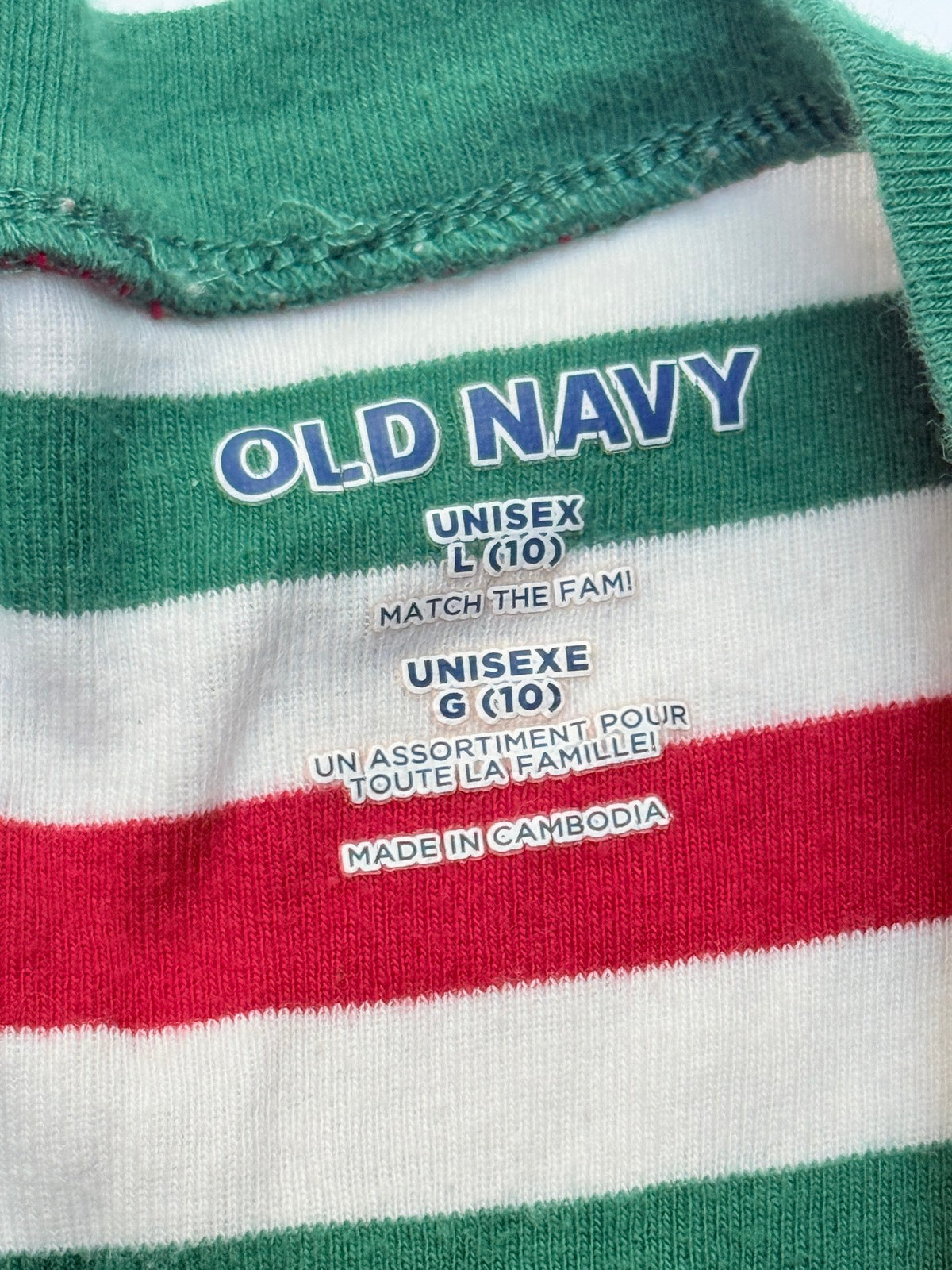 Old Navy Striped Christmas Union Suit Pajamas L 10