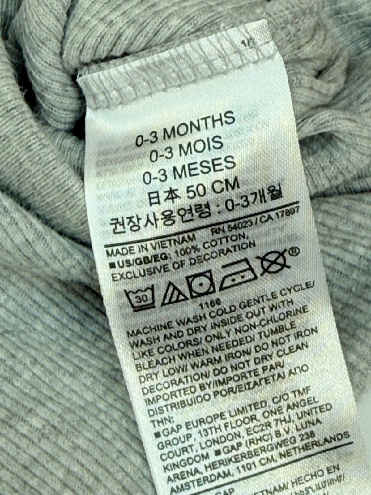 Baby Gap Gray Ribbed Peter Pan Collar Bodysuit 0-3M