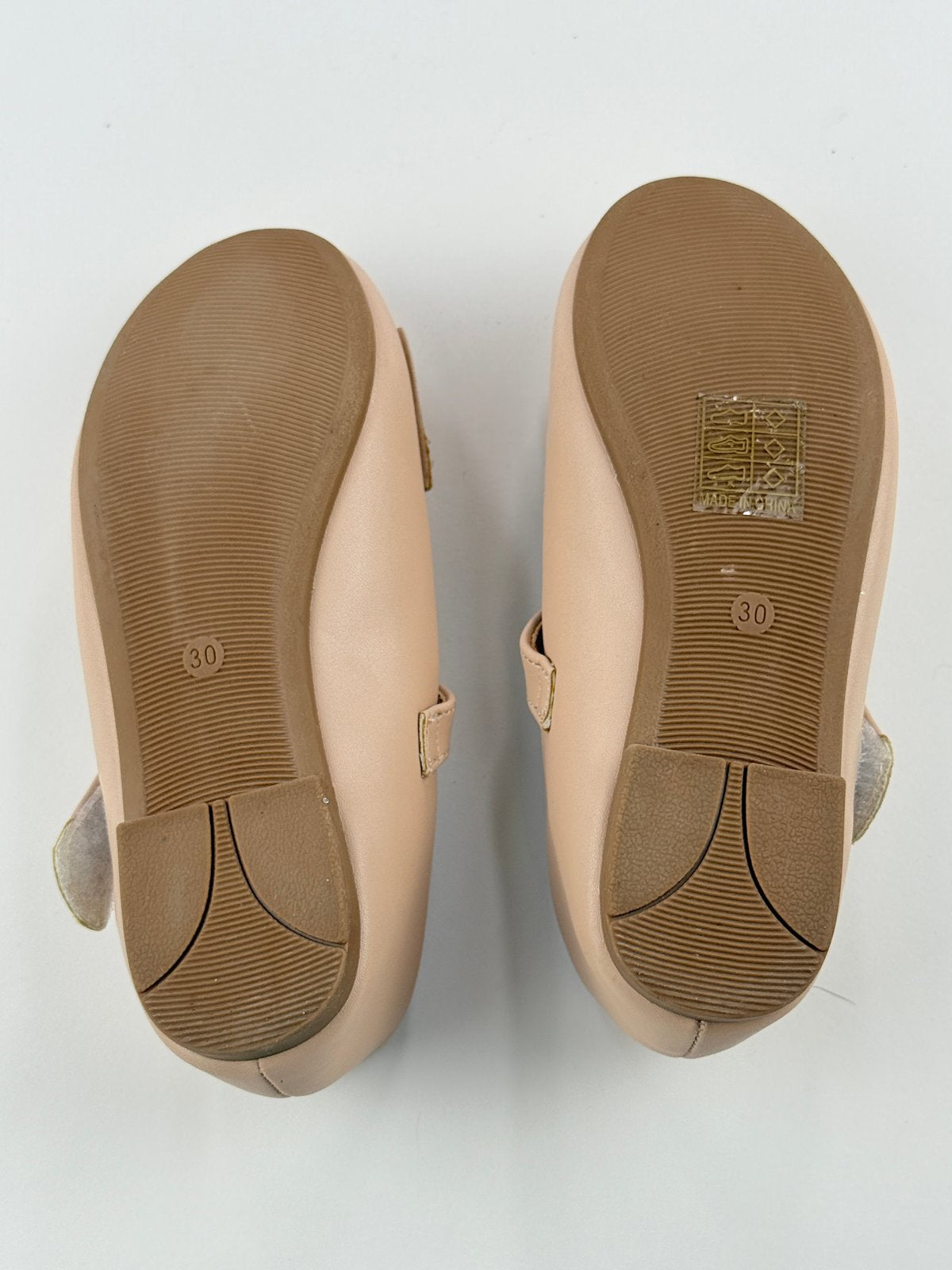 Beige Pearl Bow Mary Jane Flats US12