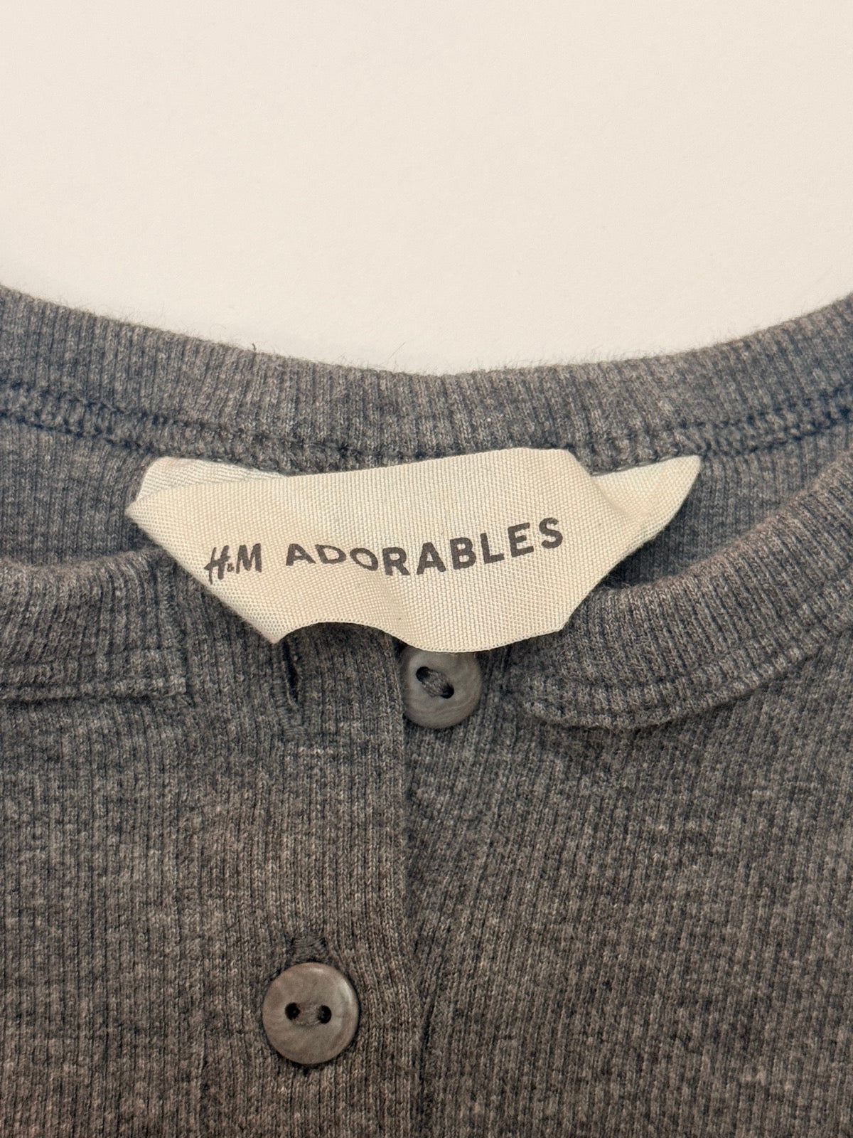 H&M Adorables Grey Ribbed Henley Top